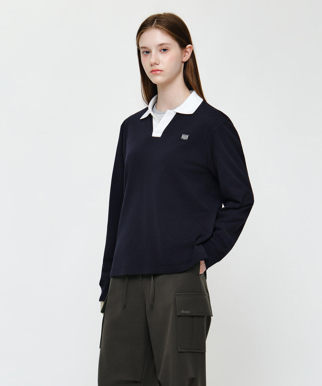 Marithe & Francois Girbaud - Collar Pique Long Sleeve Tee (Navy) product image 2 | TRAB K-Fashion Australia