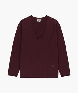 Marithe & Francois Girbaud - Deep V-neck Oversized Knit (Burgundy) product image 1 | TRAB K-Fashion Australia