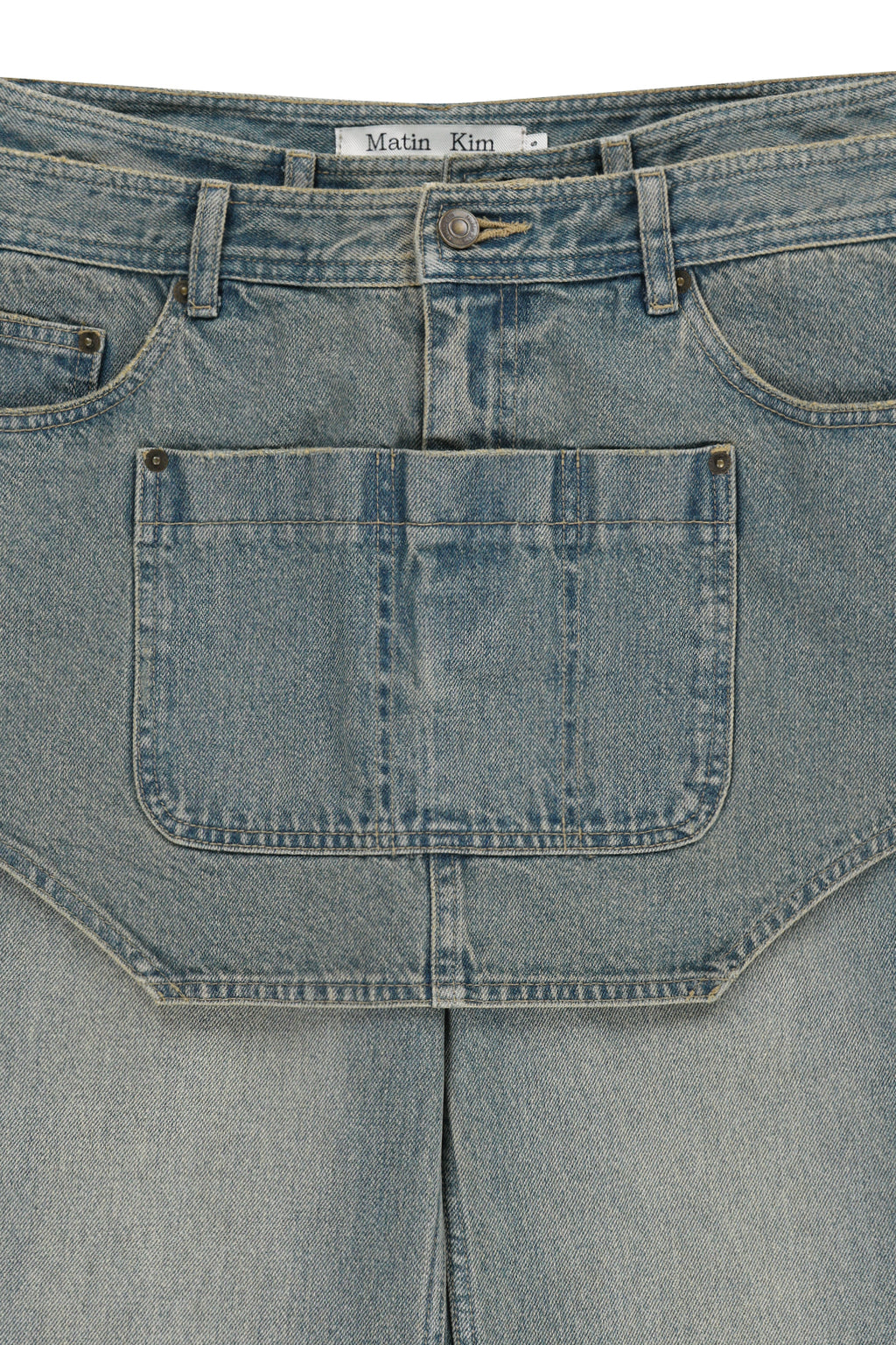 Matin Kim - Apron Layered Denim Pants (Blue) product image 3 | TRAB K-Fashion Australia