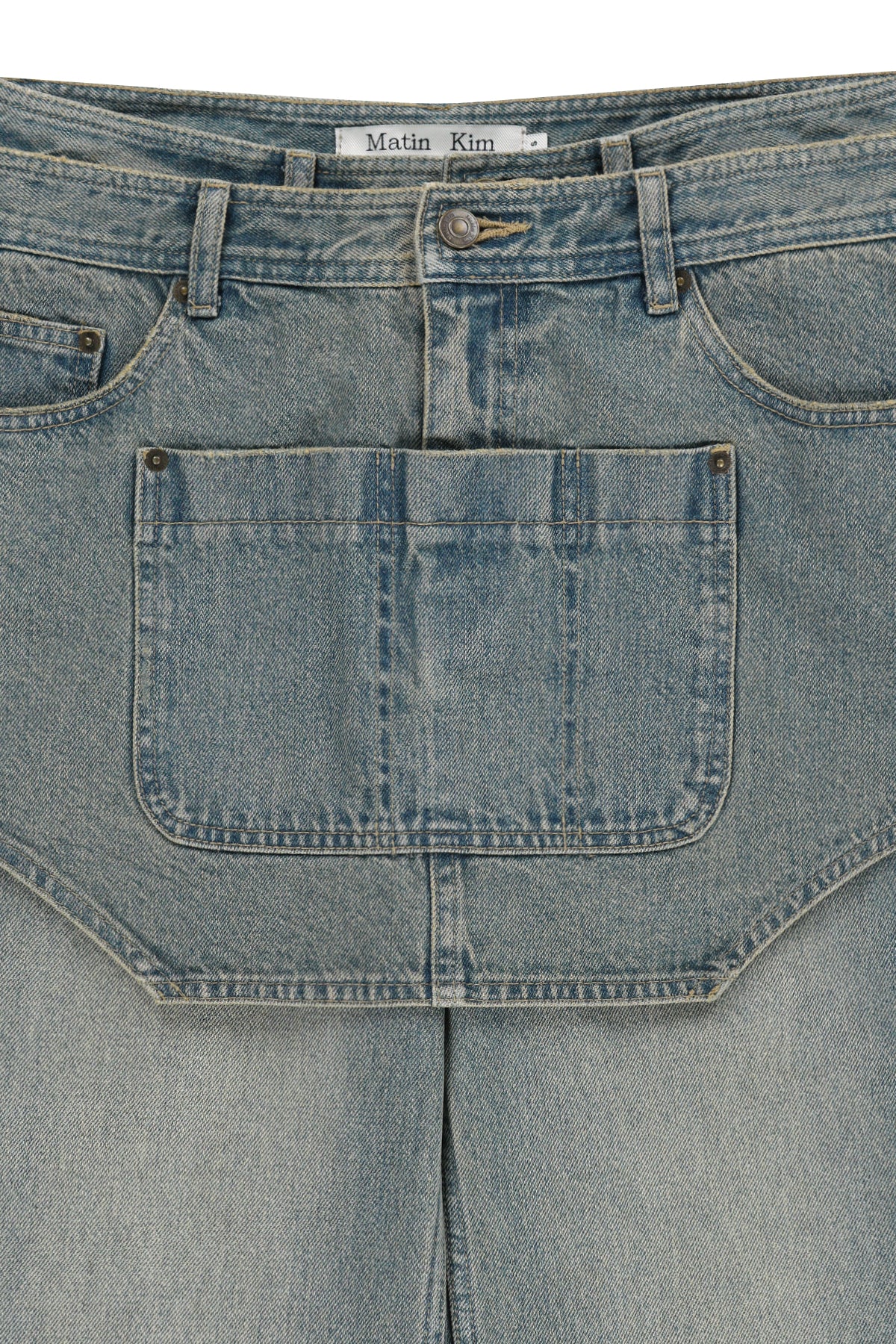 Matin Kim - Apron Layered Denim Pants (Blue) product image 3 | TRAB K-Fashion Australia