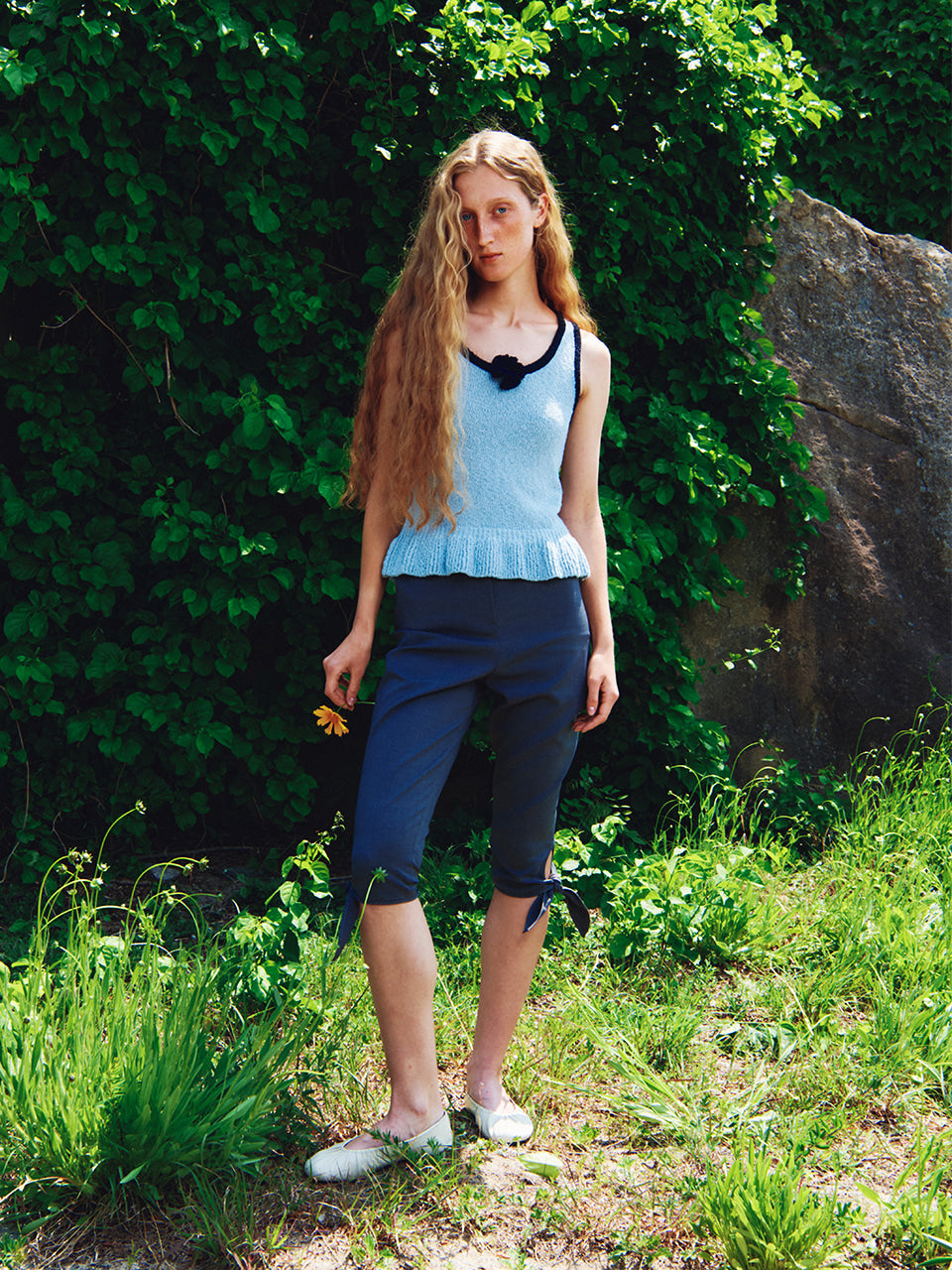 Kijun - Corsage Ruffle Knit Sleeveless (Sky Blue) product image 6 | TRAB K-Fashion Australia