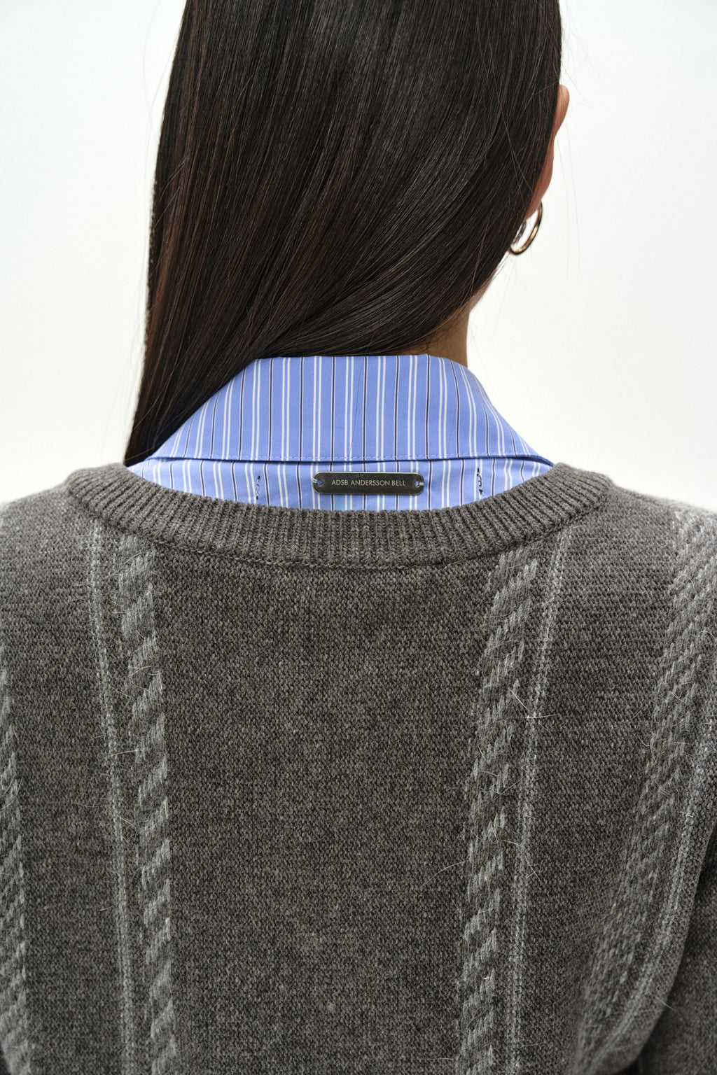 Andersson Bell - Shirt Insert V-Neck Sweater (Grey/Blue) product image 7 | TRAB K-Fashion Australia
