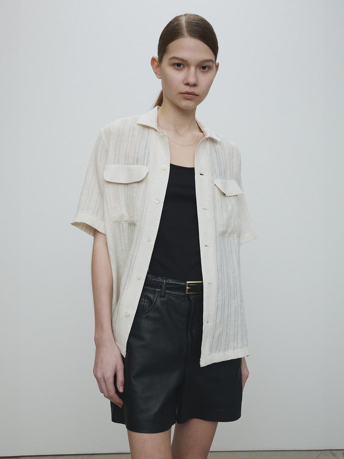 Tonywack - French Linen Croched Shirt (Light Beige) product image 3 | TRAB K-Fashion Australia