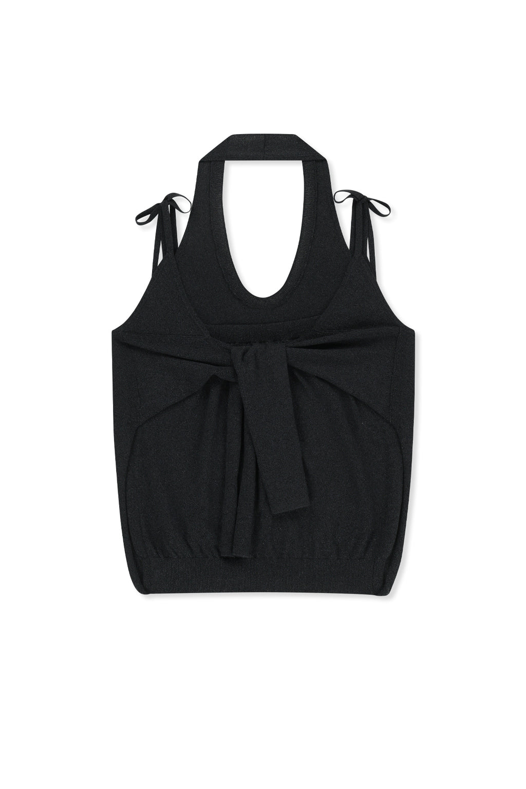 Matin Kim - Layered Tie Halter Neck Knit Top (Black) product image 2 | TRAB K-Fashion Australia