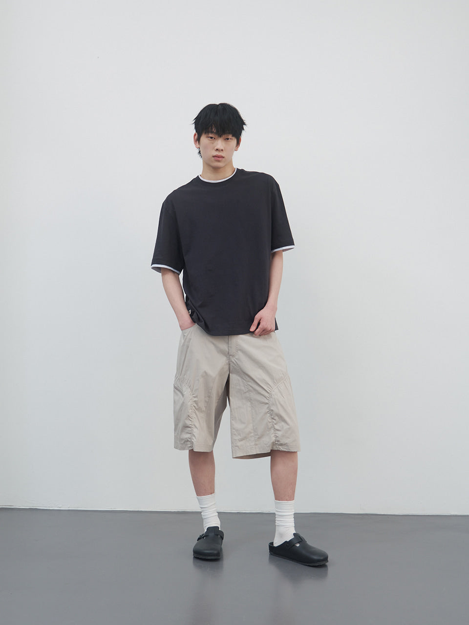 Kijun - Double Layered Tee (Charcoal) product image 4 | TRAB K-Fashion Australia