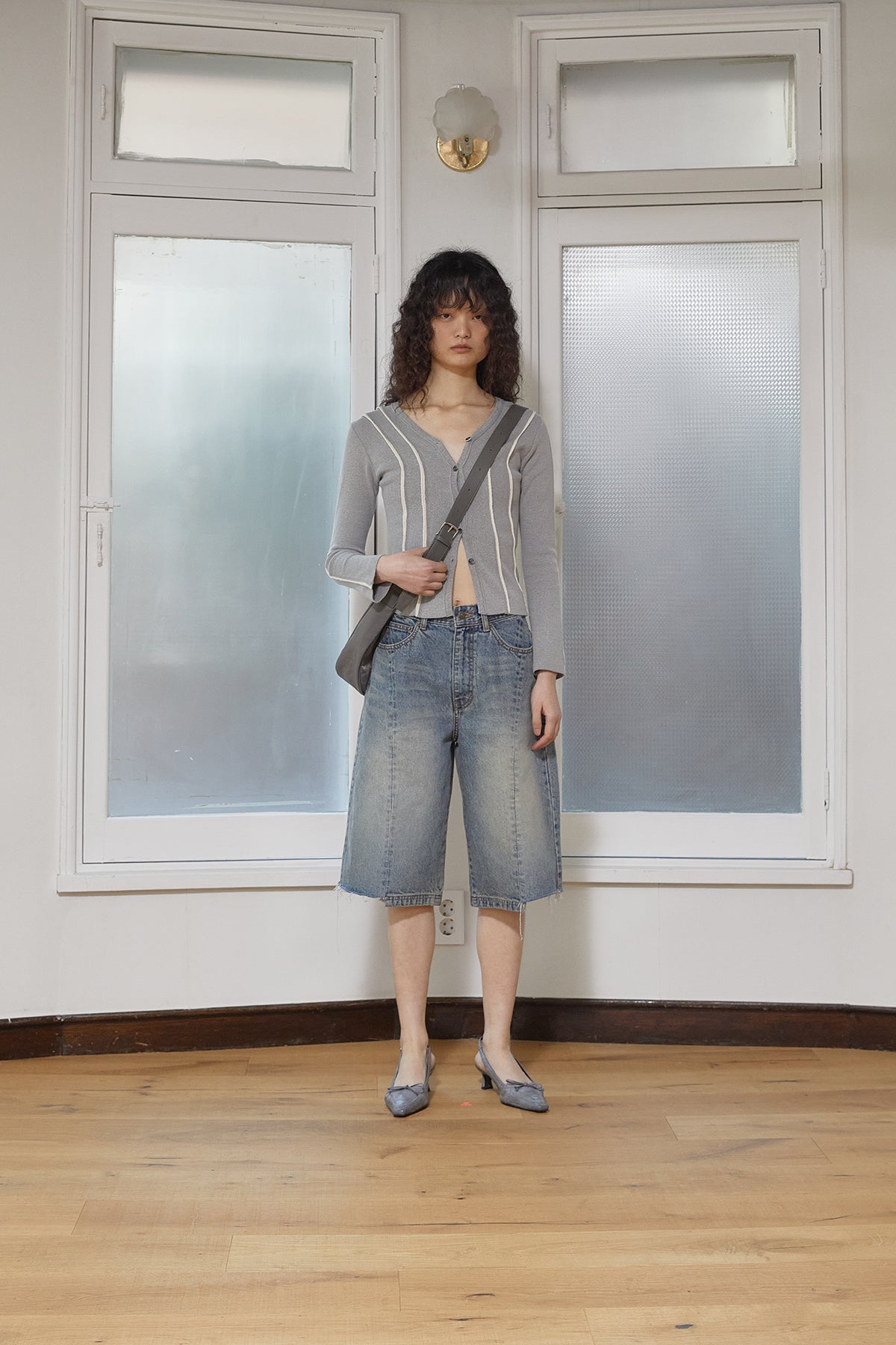 Matin Kim - Hem Point Bermuda Denim Pants (Blue) product image 7 | TRAB K-Fashion Australia