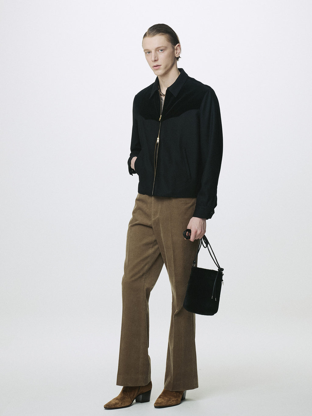 Tonywack - Wool Velvet Trimmed Blouson Jacket (Black) product image 4 | TRAB K-Fashion Australia