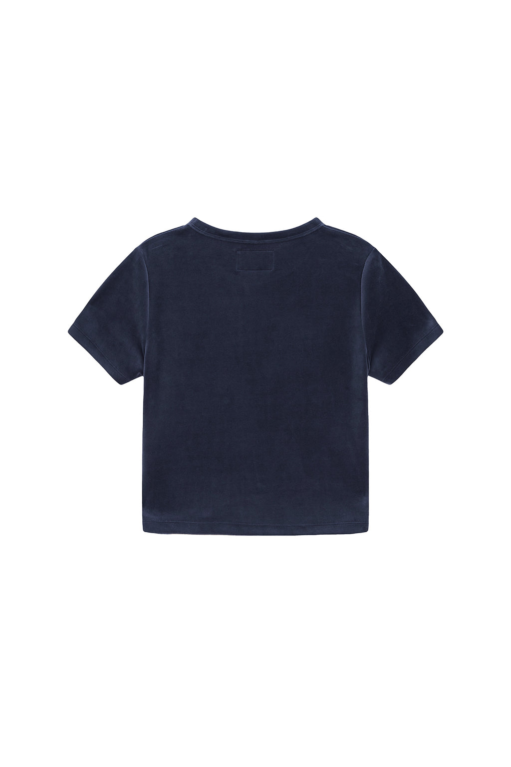 Matin Kim - Logo Emboss Velvet Crop Top (Smoke Blue) product image 2 | TRAB K-Fashion Australia