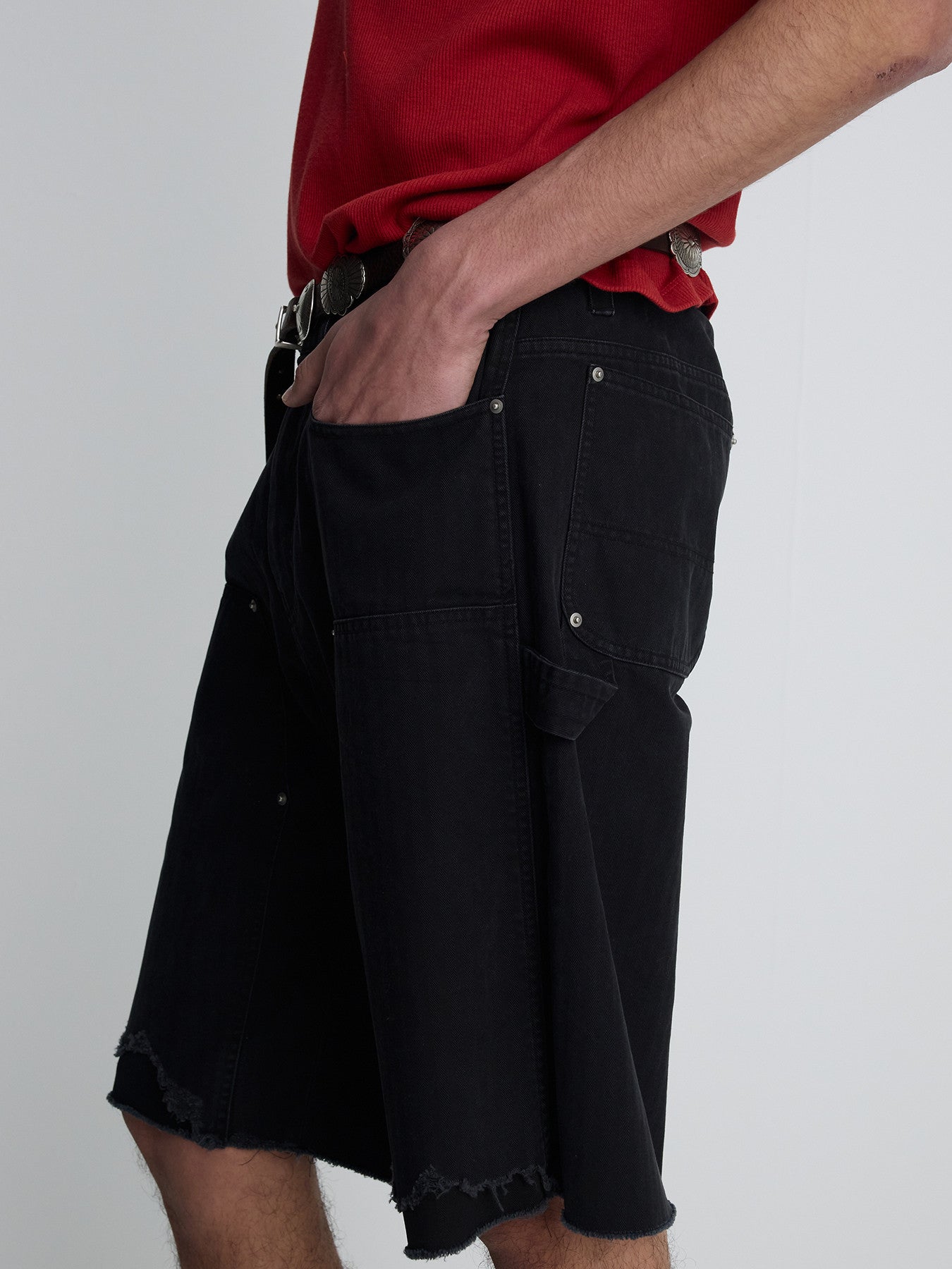 Tonywack - Hand Distressed Hbt Double Knee Shorts (Faded Black) product image 5 | TRAB K-Fashion Australia
