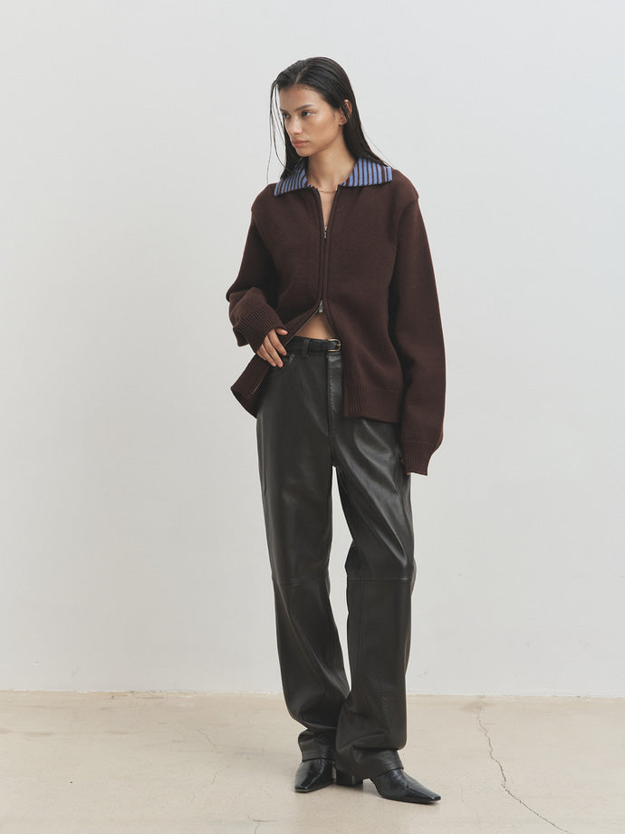 Tonywack - Contrast Collar Full-Zip Blouson (Brown) product image 2 | TRAB K-Fashion Australia