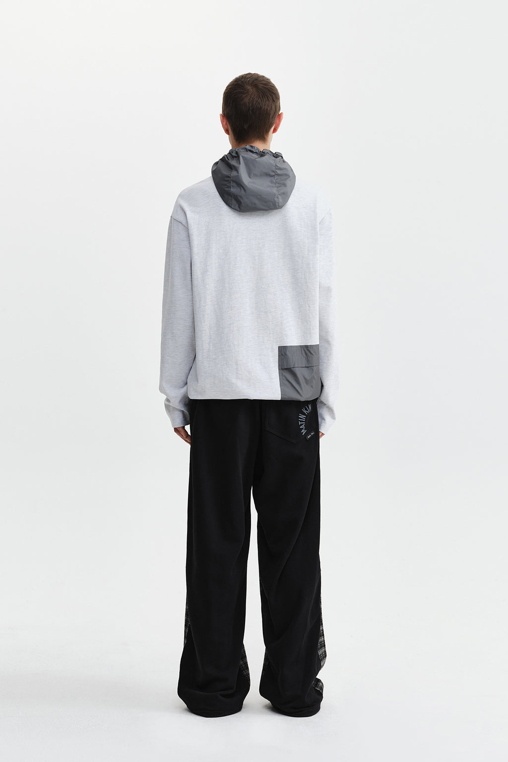 Matin Kim - Color Block Hoody Quarter Zip Up (Light Grey) product image 8 | TRAB K-Fashion Australia