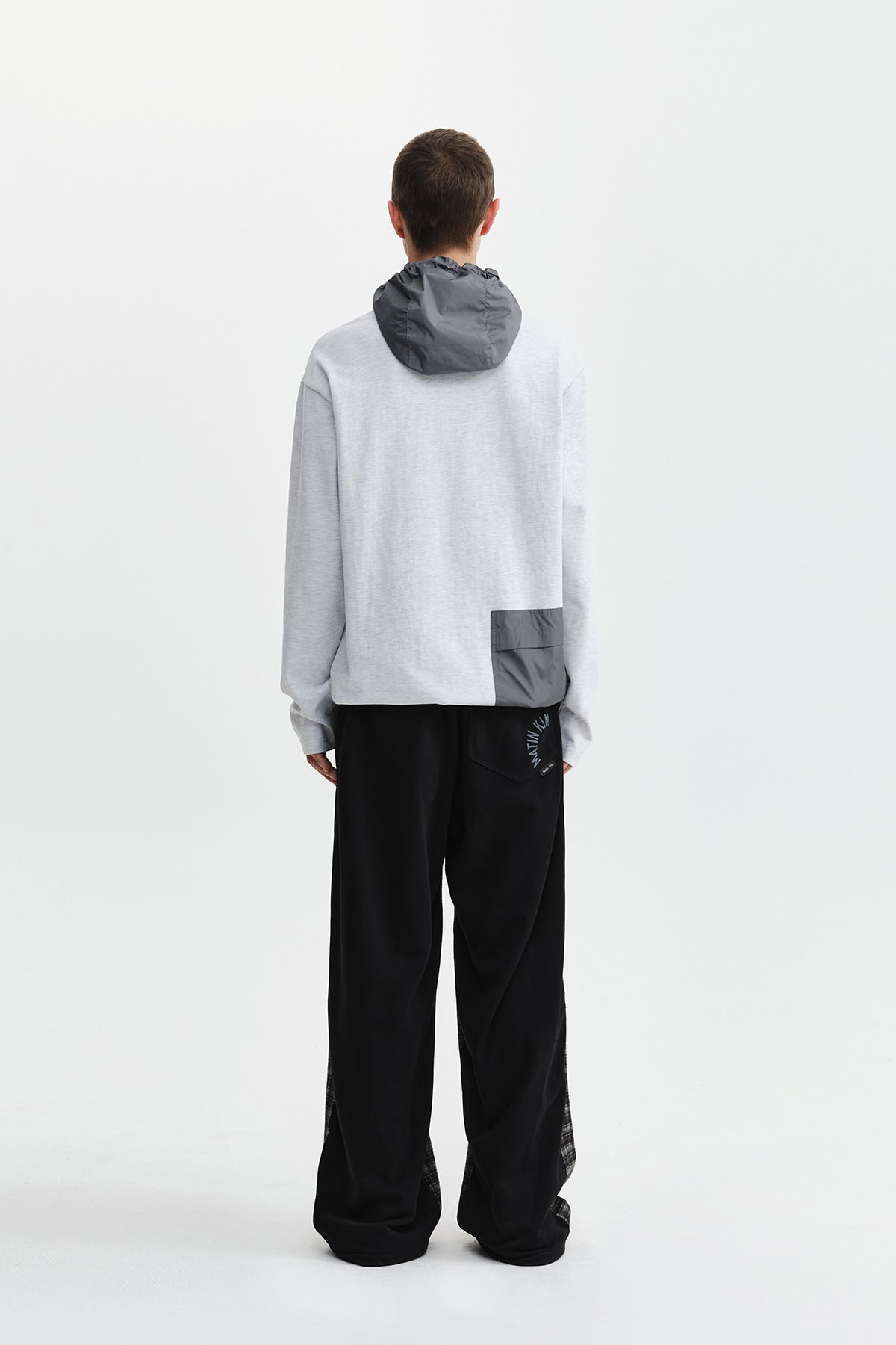 Matin Kim - Color Block Hoody Quarter Zip Up (Light Grey) product image 8 | TRAB K-Fashion Australia
