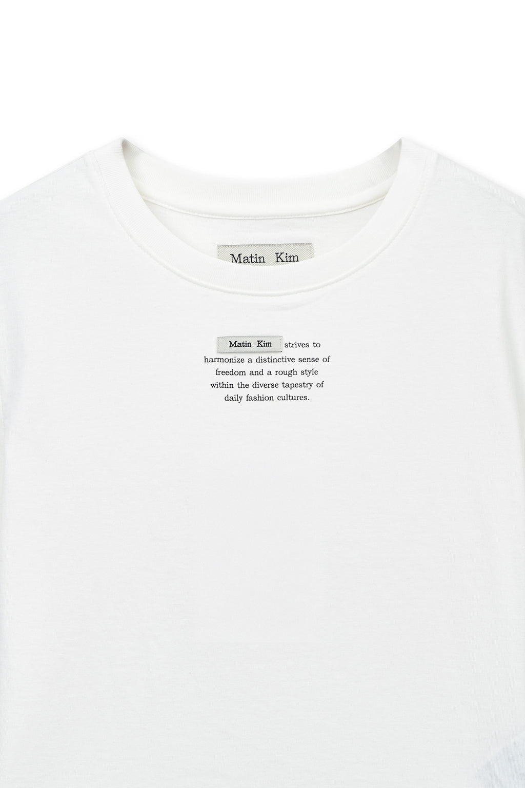Matin Kim - Label Point Lettering Crop Top (White) product image 3 | TRAB K-Fashion Australia