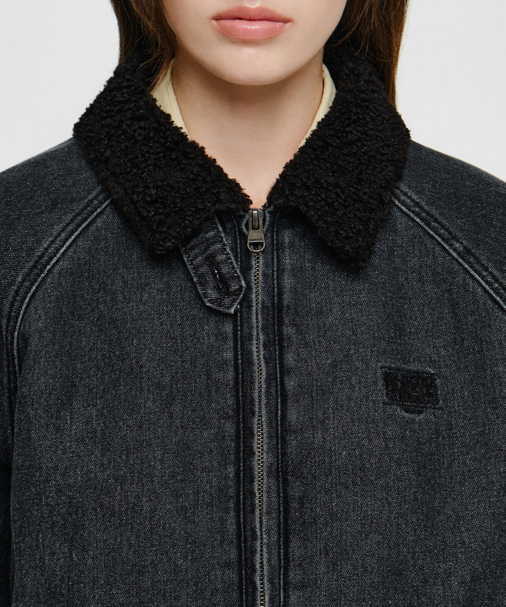 Marithe & Francois Girbaud - [Pre-order – Ships 30 Sep] Fleece Contrast Denim Jacket (Black) product image 5 | TRAB K-Fashion Australia