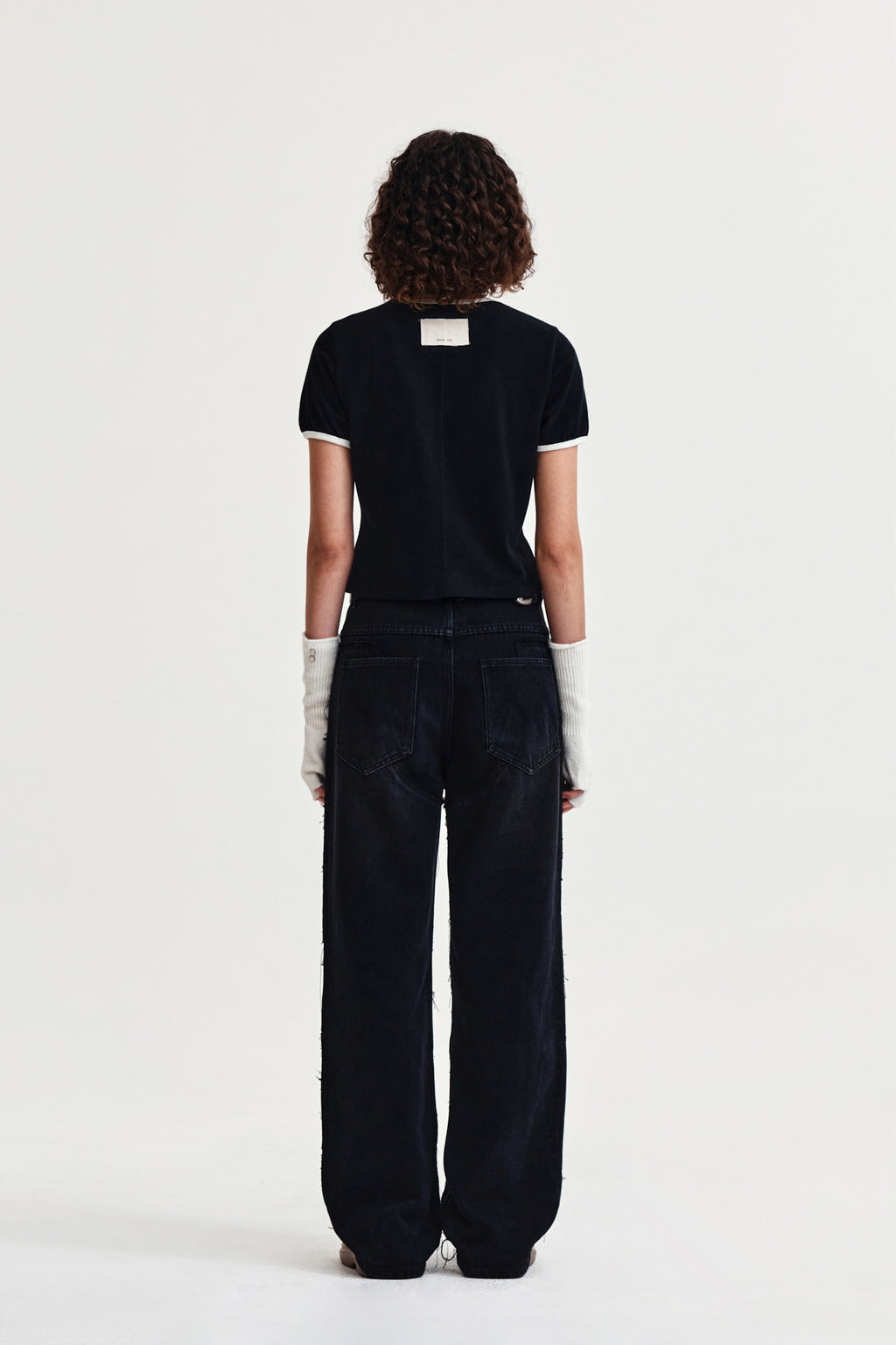 Matin Kim - Stud Logo Ringer Top (Black) product image 7 | TRAB K-Fashion Australia