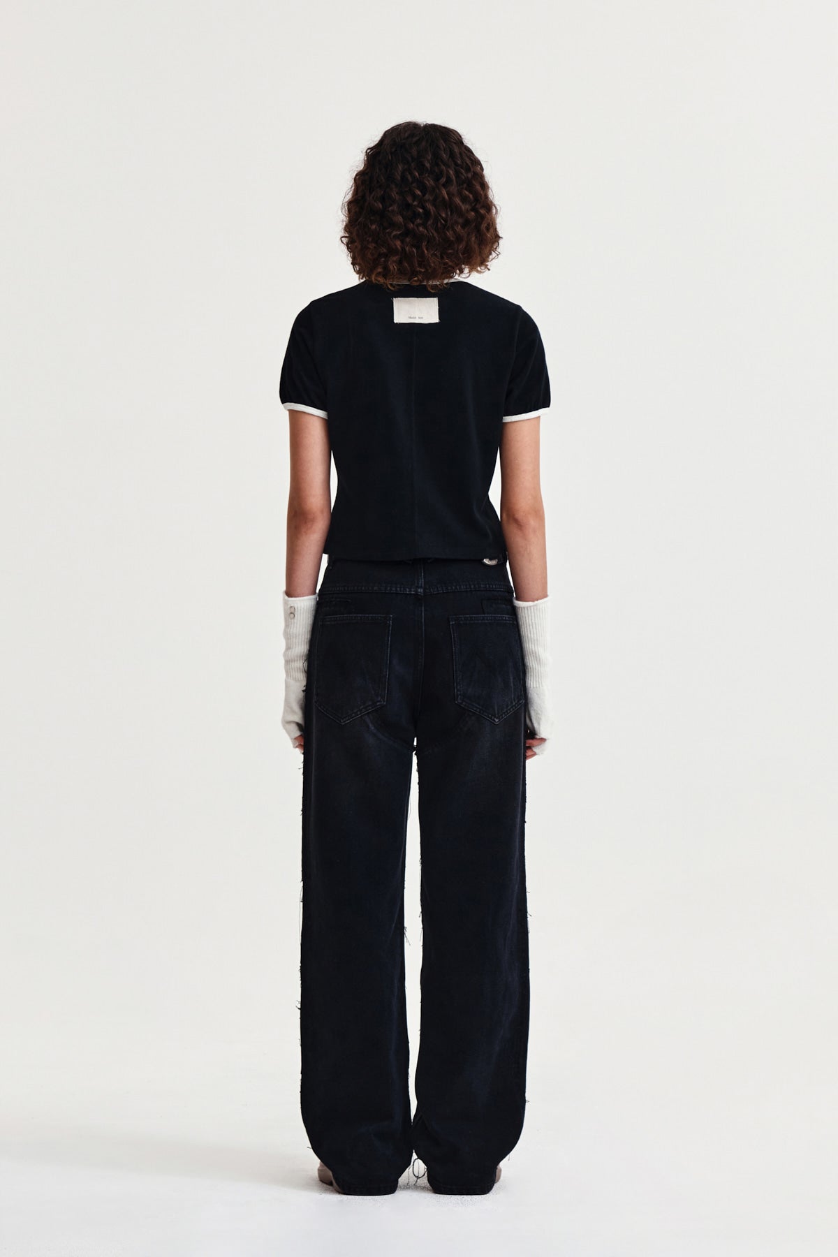 Matin Kim - Stud Logo Ringer Top (Black) product image 7 | TRAB K-Fashion Australia