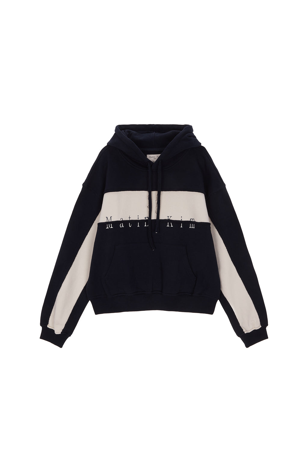 Matin Kim - Cutted Logo Hoody (Navy) product image 1 | TRAB K-Fashion Australia