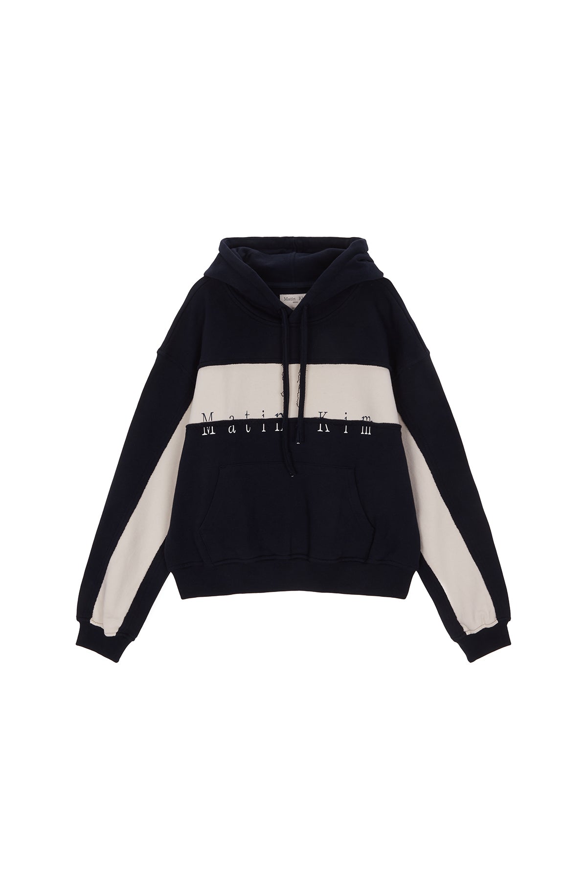 Matin Kim - Cutted Logo Hoody (Navy) product image 1 | TRAB K-Fashion Australia