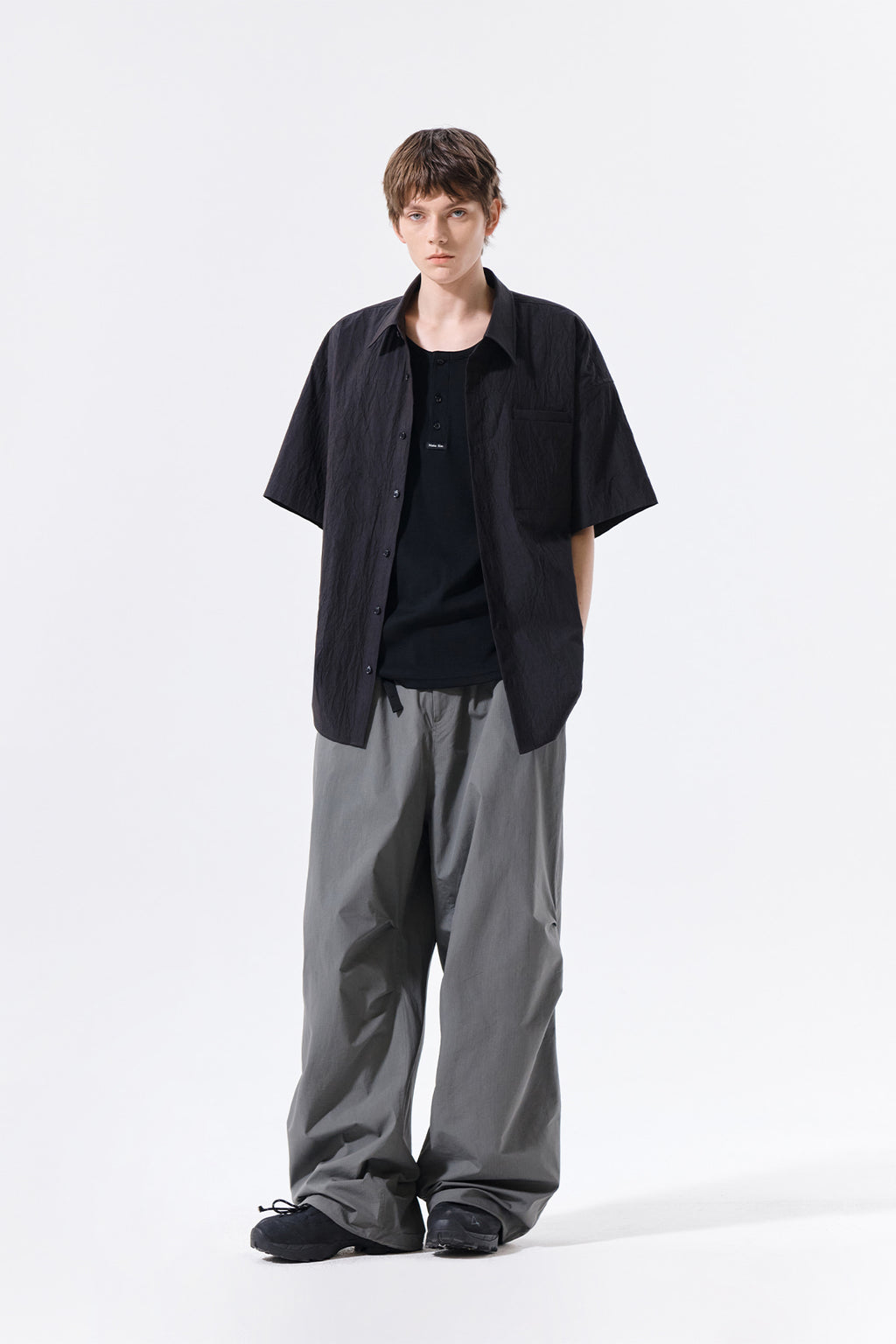 Matin Kim - Small Logo Over Fit Shirt (Charcoal) product image 9 | TRAB K-Fashion Australia