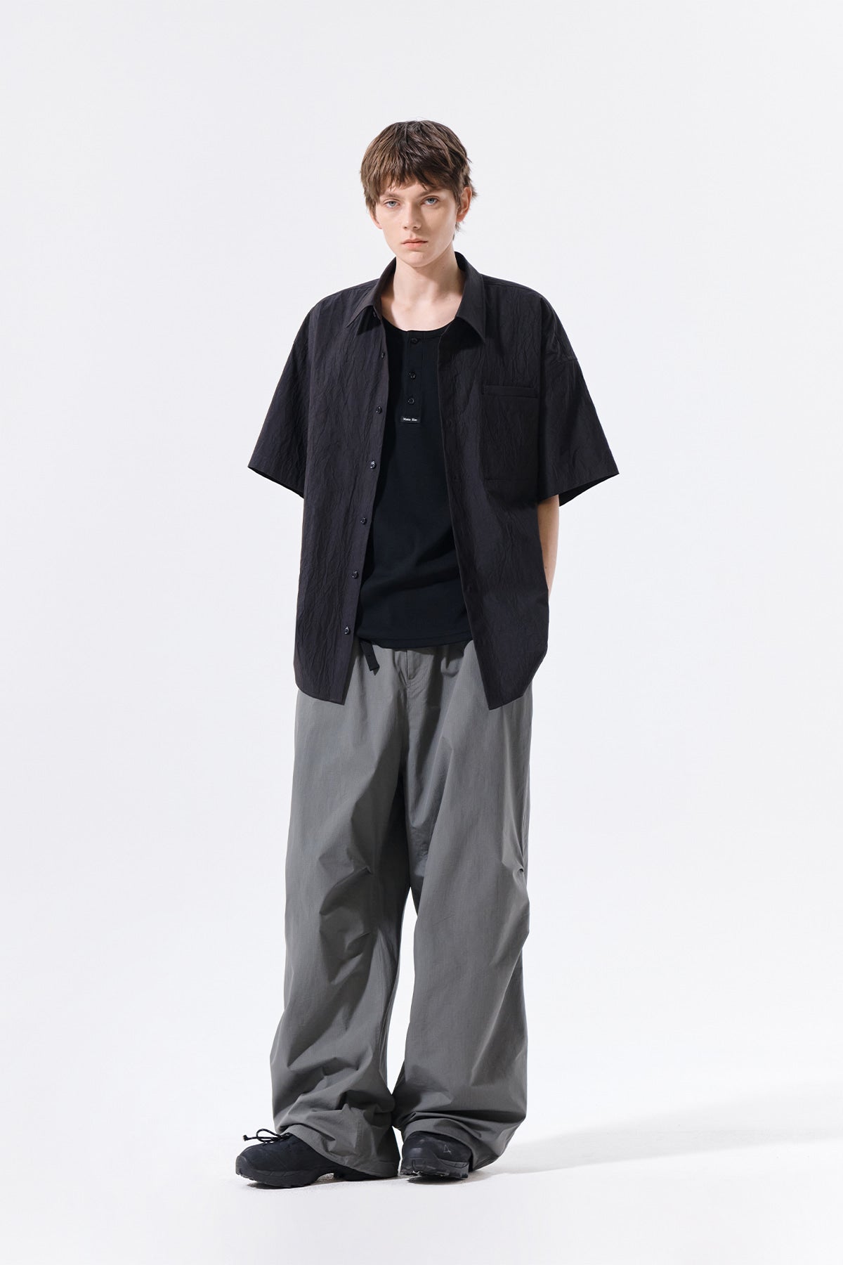 Matin Kim - Small Logo Over Fit Shirt (Charcoal) product image 9 | TRAB K-Fashion Australia