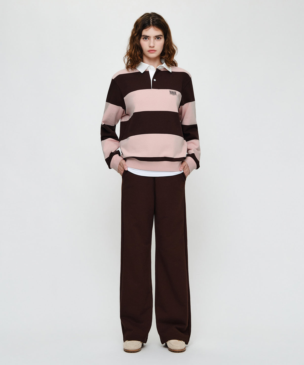 Marithe & Francois Girbaud - Small Classic Logo Rugby Stripe Sweatshirt (Brown) product image 4 | TRAB K-Fashion Australia