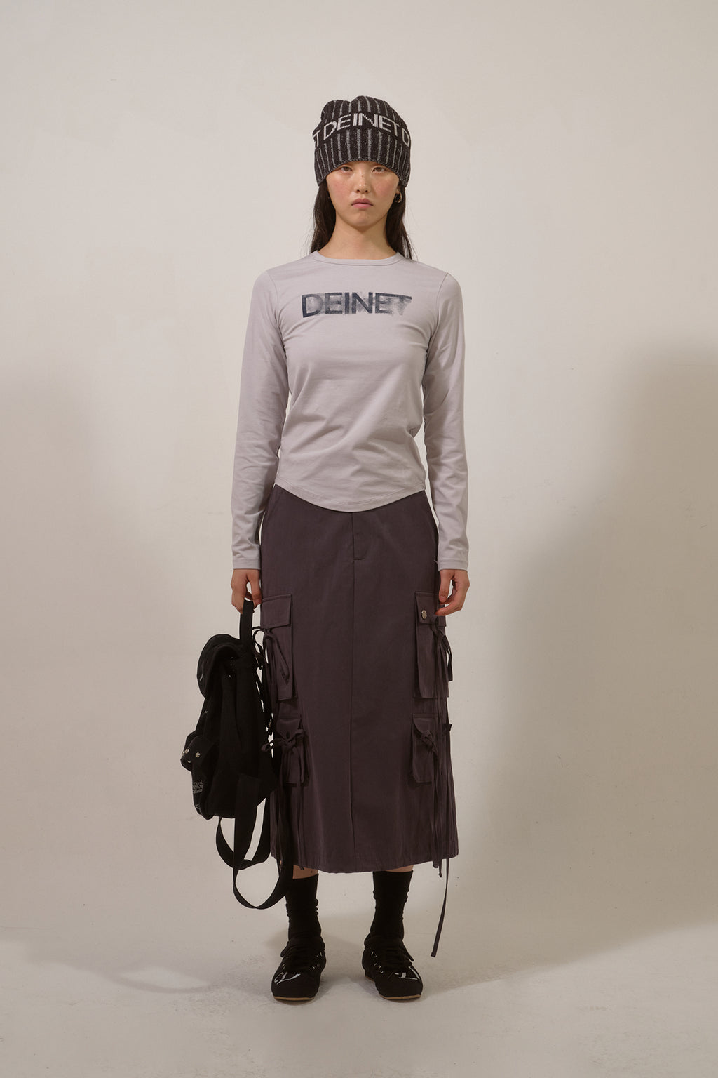 Deinet - String Point Cargo Skirt (Charcoal) product image 1 | TRAB K-Fashion Australia