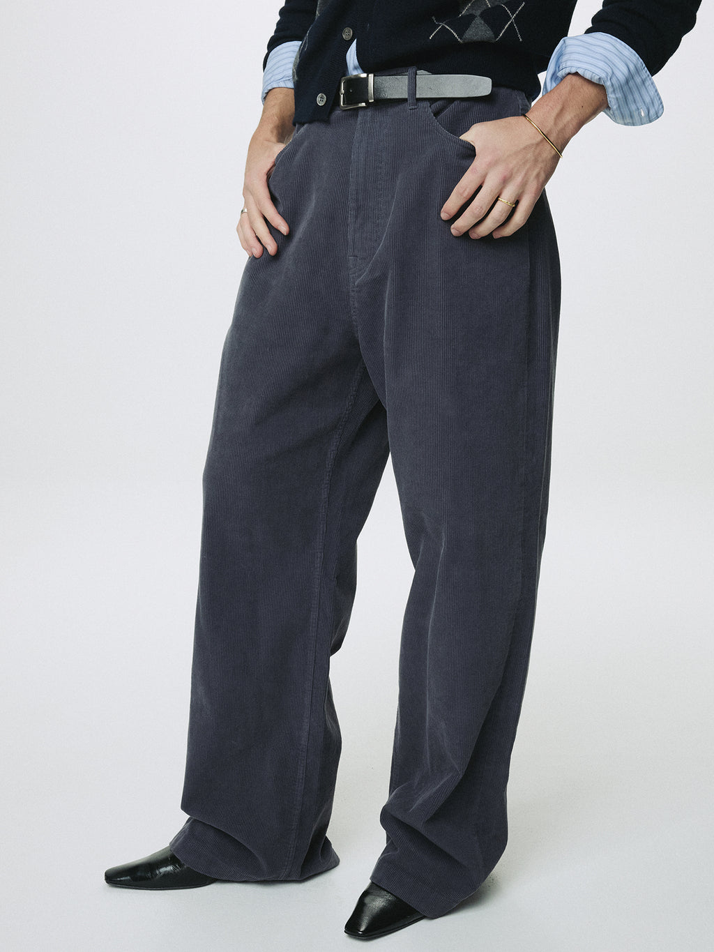 Tonywack - Washed Corduroy Wide-Leg Pants (Purple Navy) product image 1 | TRAB K-Fashion Australia