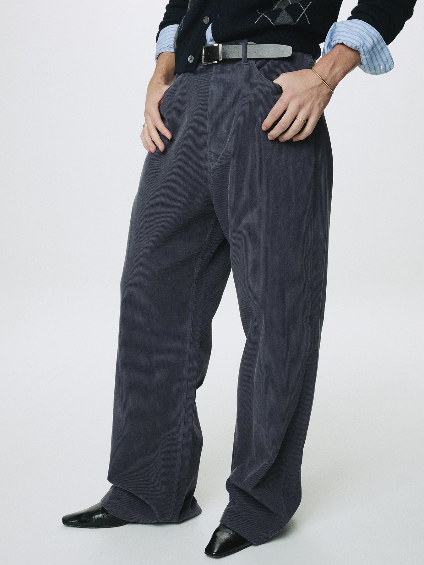 Tonywack - Washed Corduroy Wide-Leg Pants (Purple Navy) product image 1 | TRAB K-Fashion Australia