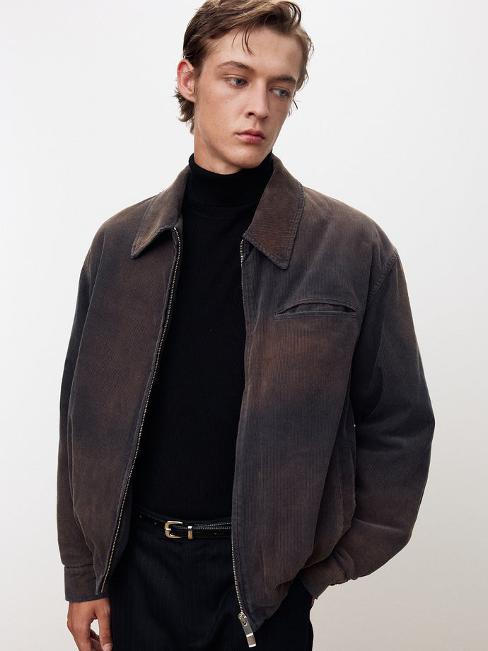 Tonywack - Garment-Washed Corduroy Bomber Jacket (Bleached Navy) product image 1 | TRAB K-Fashion Australia