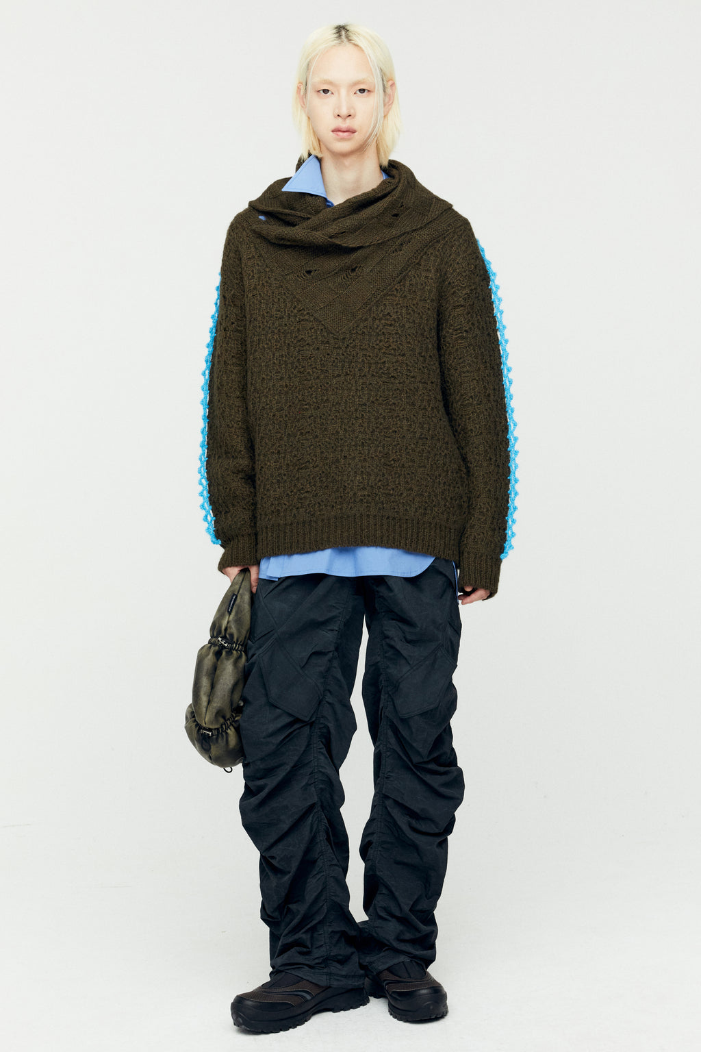 Andersson Bell - Arelin Shawl Layered Sweater (Khaki) product image 5 | TRAB K-Fashion Australia