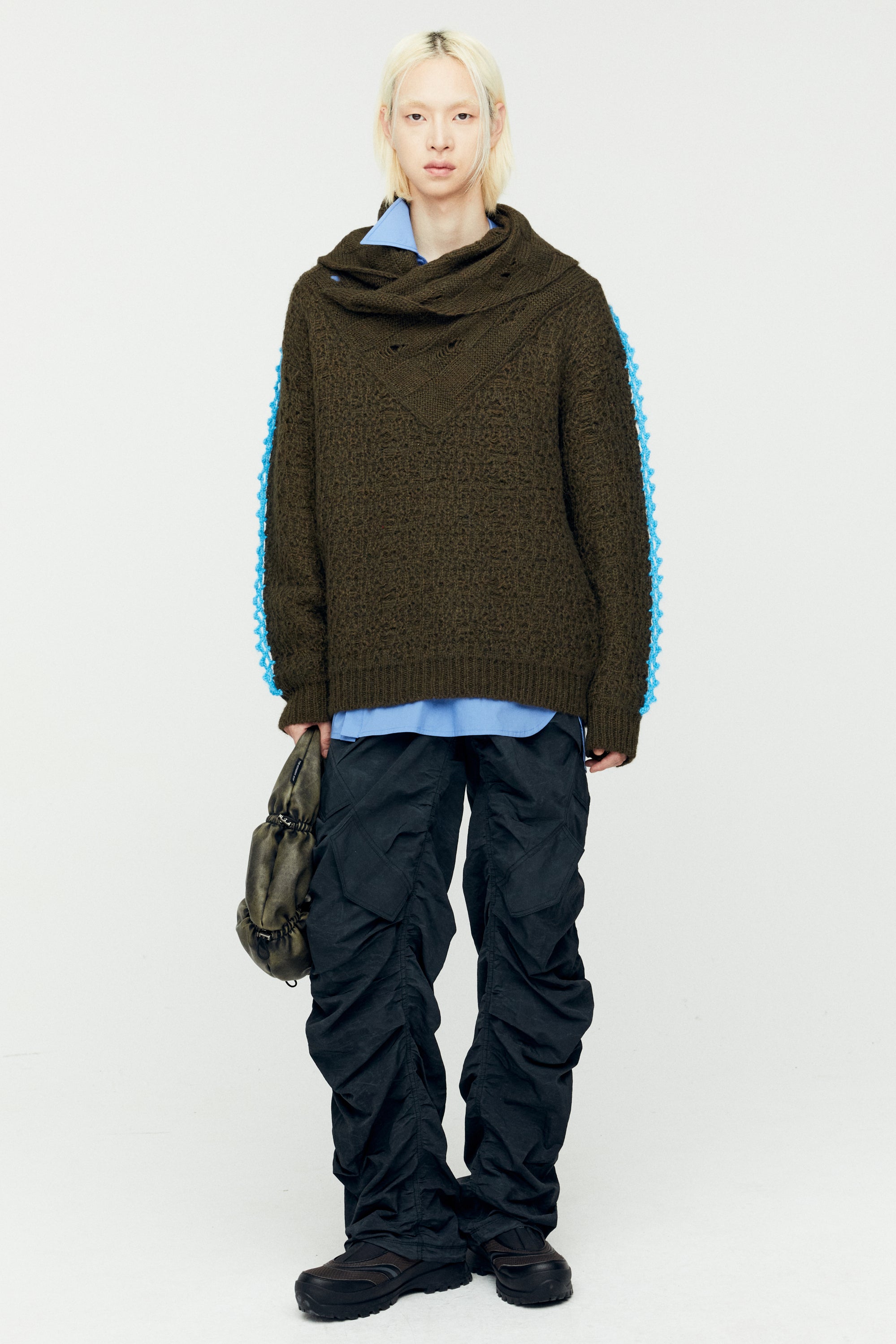 Andersson Bell - Arelin Shawl Layered Sweater (Khaki) product image 5 | TRAB K-Fashion Australia