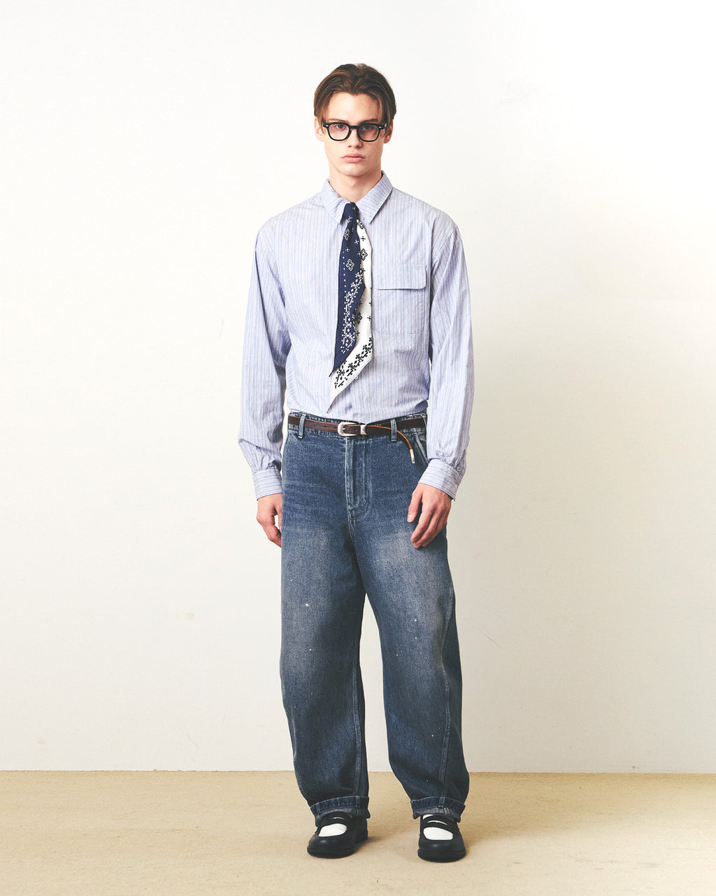 Eastlogue - Cinch Back Curved Pants (Vintage Indigo) product image 1 | TRAB K-Fashion Australia