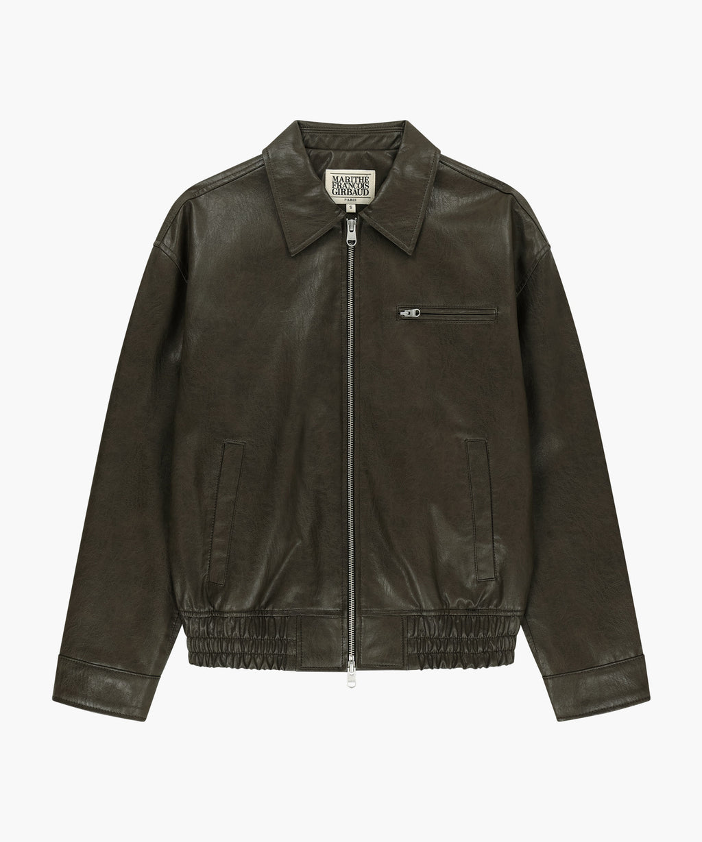 Marithe & Francois Girbaud - Faux Leather Collar Jacket (Brown) product image 6 | TRAB K-Fashion Australia