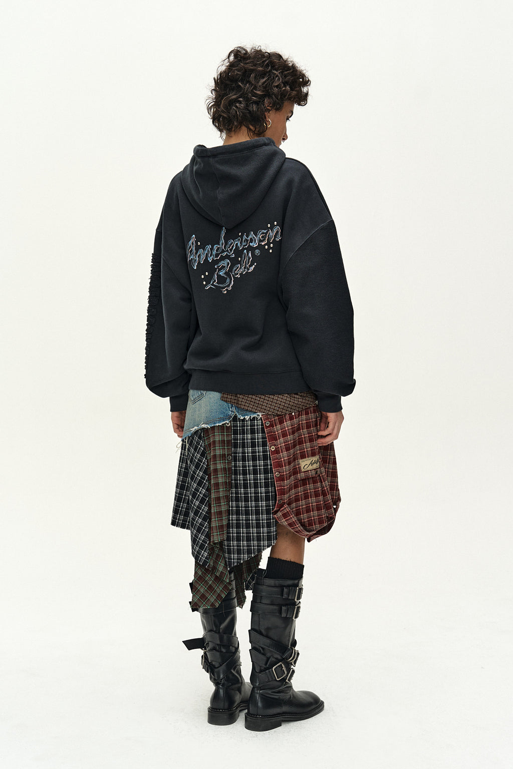 Andersson Bell - (essential) Unisex Patchwork Liquid Logo Hood Zip-Up (charcoal) (Charcoal) product image 5 | TRAB K-Fashion Australia