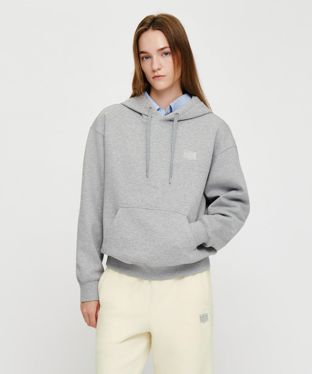 Marithe & Francois Girbaud - Small Classic Logo Oversized Hoodie (brushed) (Heather Gray) product image 1 | TRAB K-Fashion Australia