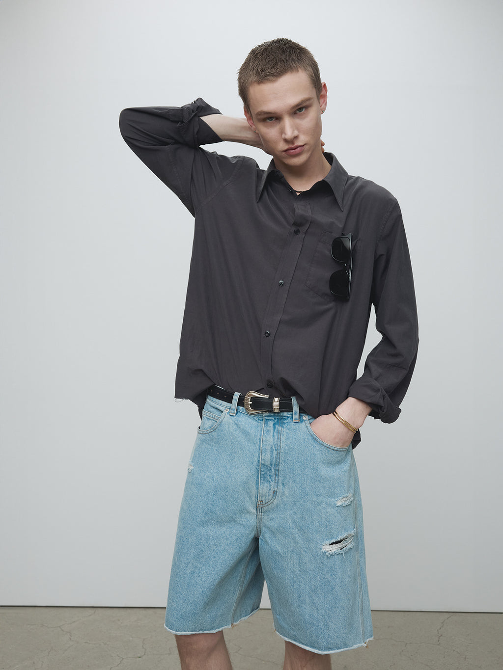 Tonywack - Silk Cotton Garment-Dyed Shirt (Faded Black) product image 5 | TRAB K-Fashion Australia