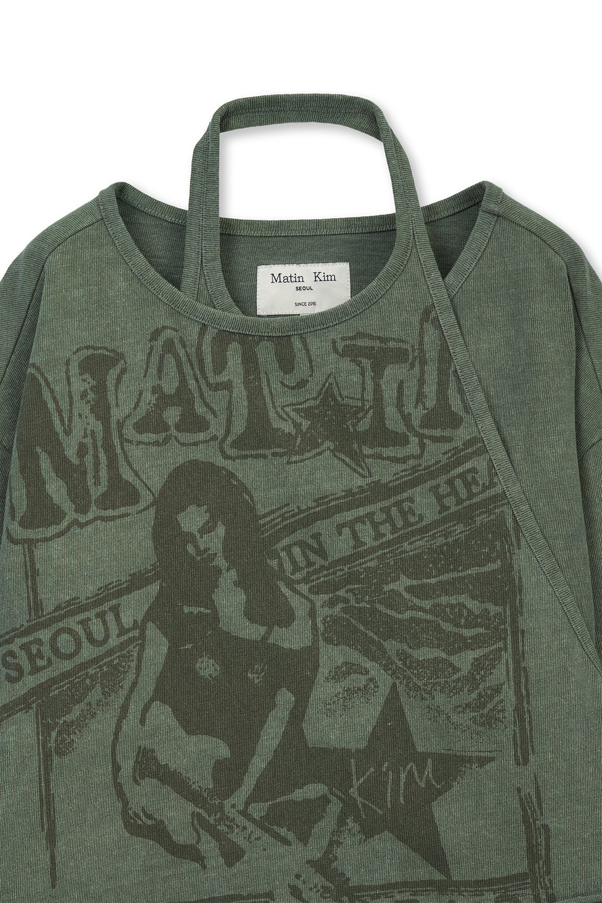 Matin Kim - Vintage Graphic Layered Top (Khaki) product image 3 | TRAB K-Fashion Australia