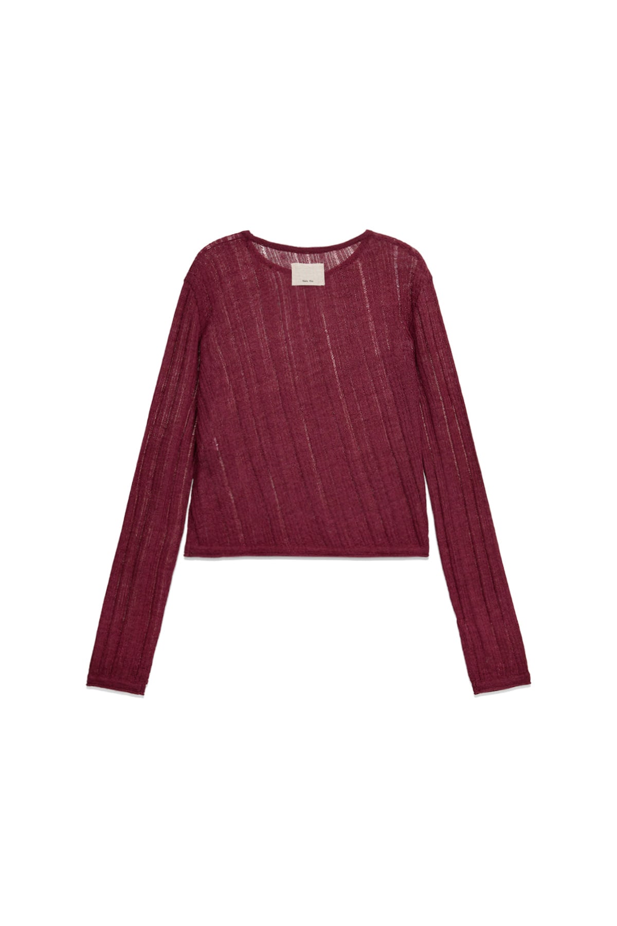Matin Kim - Diagonal Texture Knit Top (Burgundy) product image 2 | TRAB K-Fashion Australia