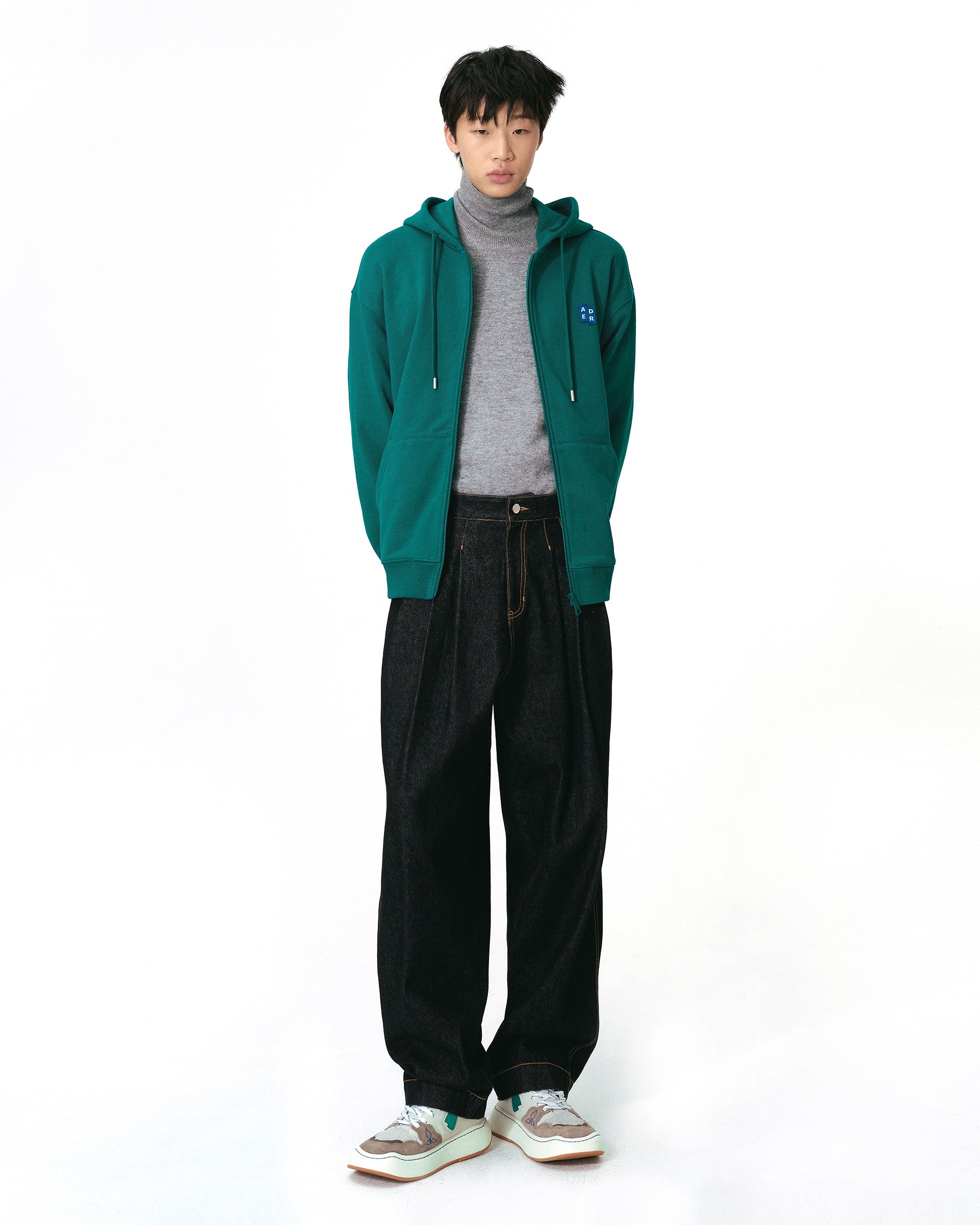 Ader Error - Sig; BL Tag hoodie zip-up 01 (Green) product image 1 | TRAB K-Fashion Australia