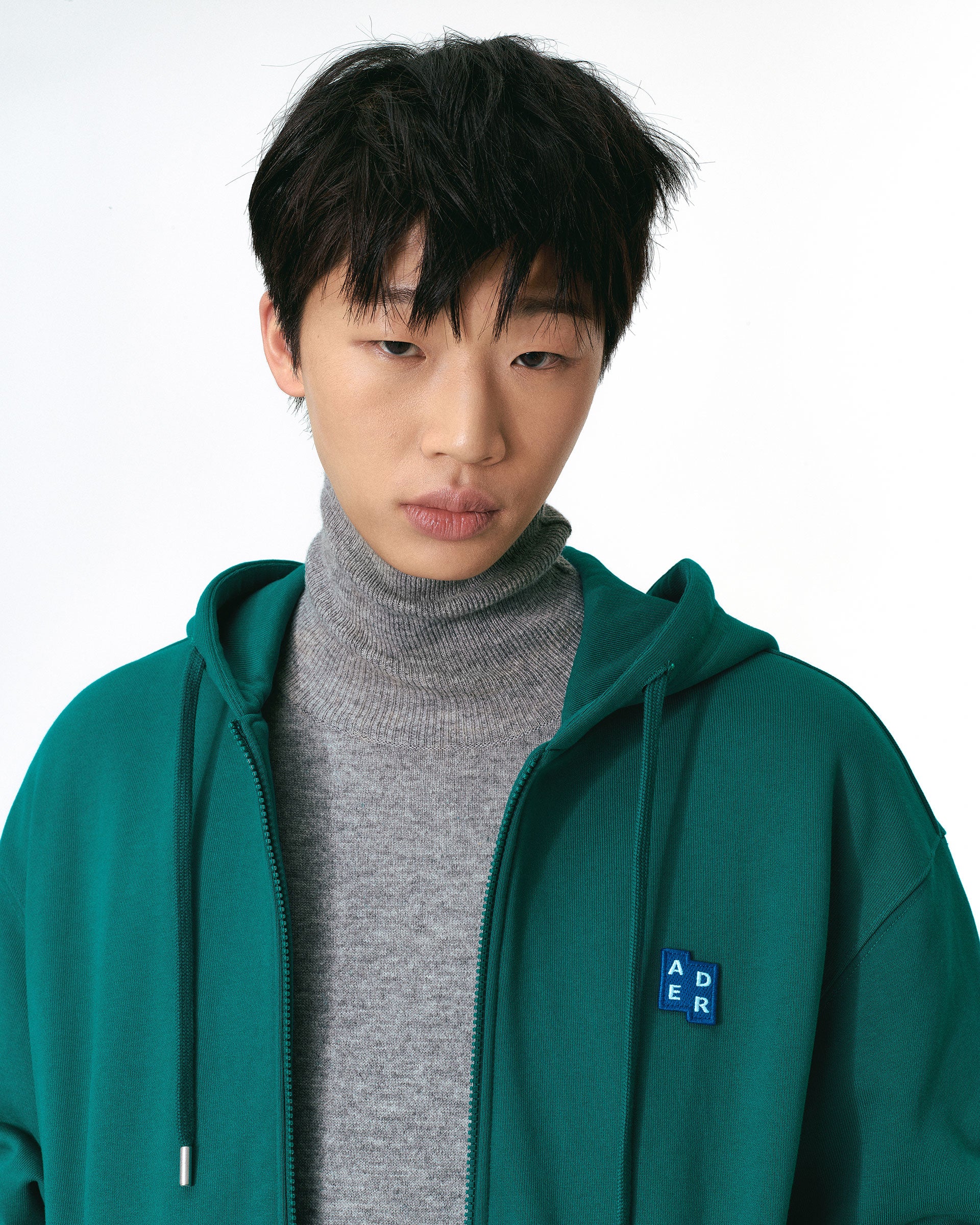 Ader Error - Sig; BL Tag hoodie zip-up 01 (Green) product image 2 | TRAB K-Fashion Australia