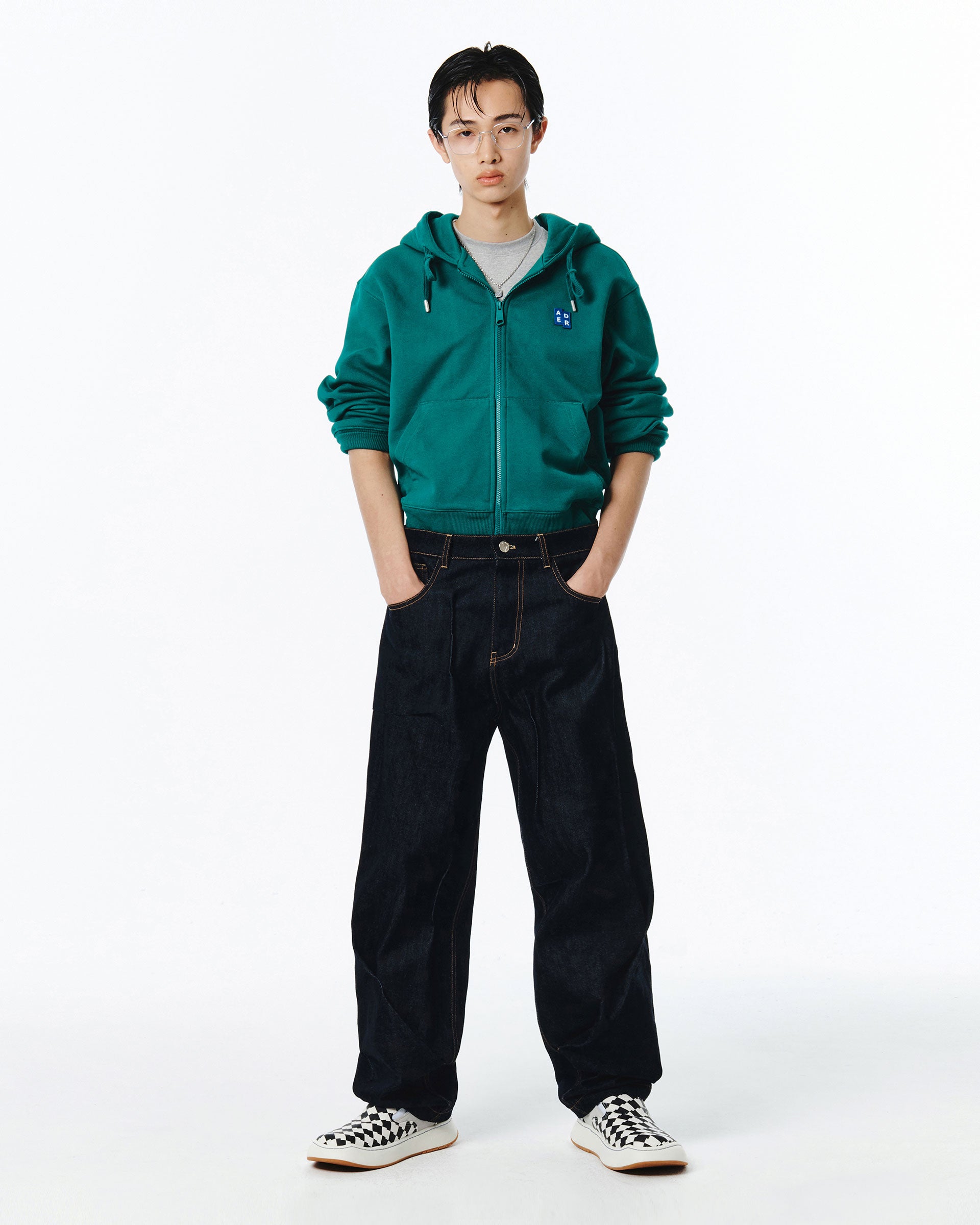 Ader Error - Sig; BL Tag hoodie zip-up 01 (Green) product image 4 | TRAB K-Fashion Australia