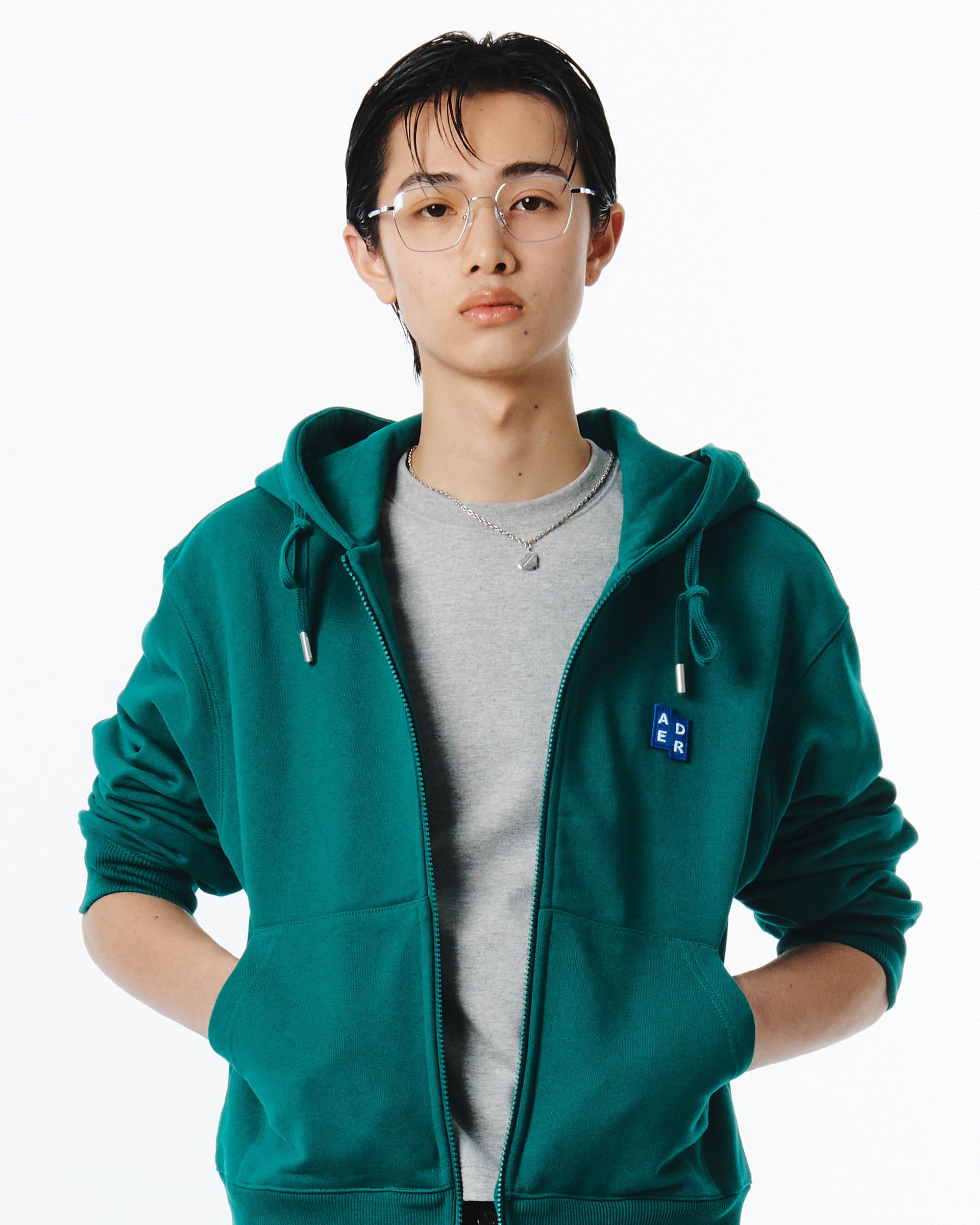 Ader Error - Sig; BL Tag hoodie zip-up 01 (Green) product image 5 | TRAB K-Fashion Australia