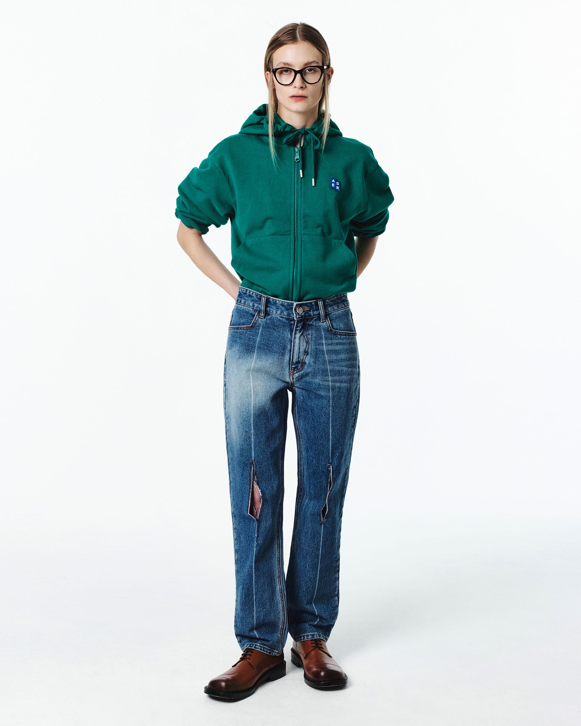 Ader Error - Sig; BL Tag hoodie zip-up 01 (Green) product image 1 | TRAB K-Fashion Australia