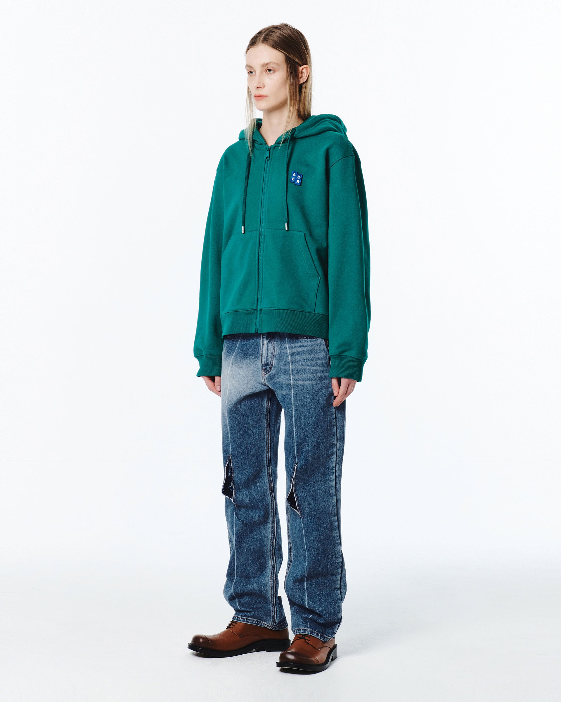 Ader Error - Sig; BL Tag hoodie zip-up 01 (Green) product image 2 | TRAB K-Fashion Australia