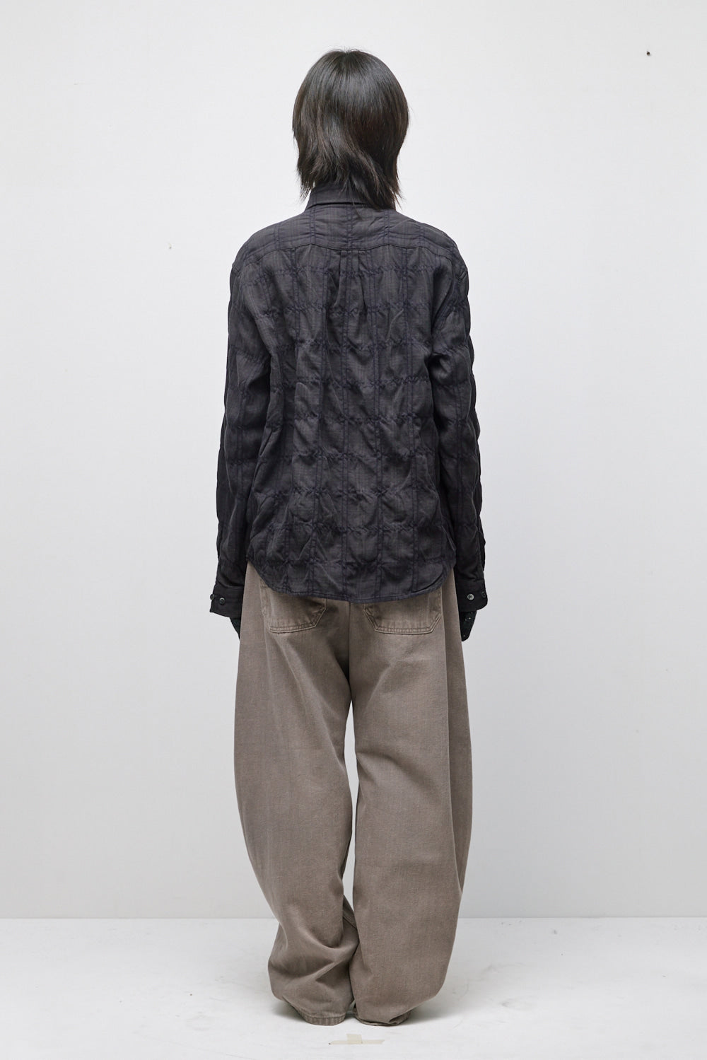 Hatchingroom - Museum Shirt Shirring Check Dark (Brown) product image 16 | TRAB K-Fashion Australia