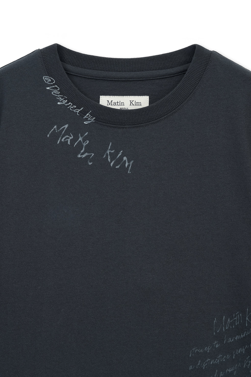 Matin Kim - Graffiti Round Hem Crop Top (Navy) product image 3 | TRAB K-Fashion Australia