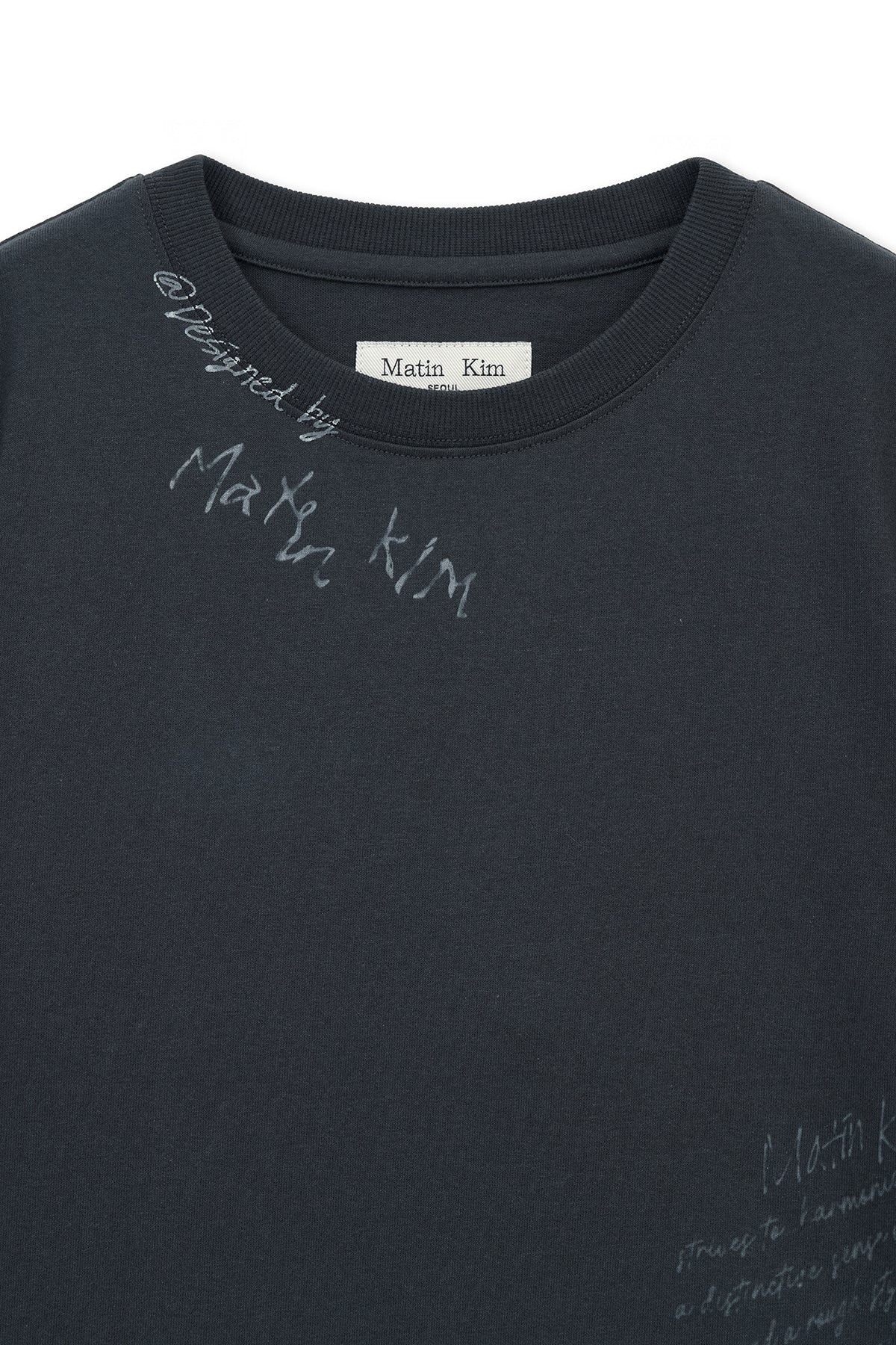 Matin Kim - Graffiti Round Hem Crop Top (Navy) product image 3 | TRAB K-Fashion Australia