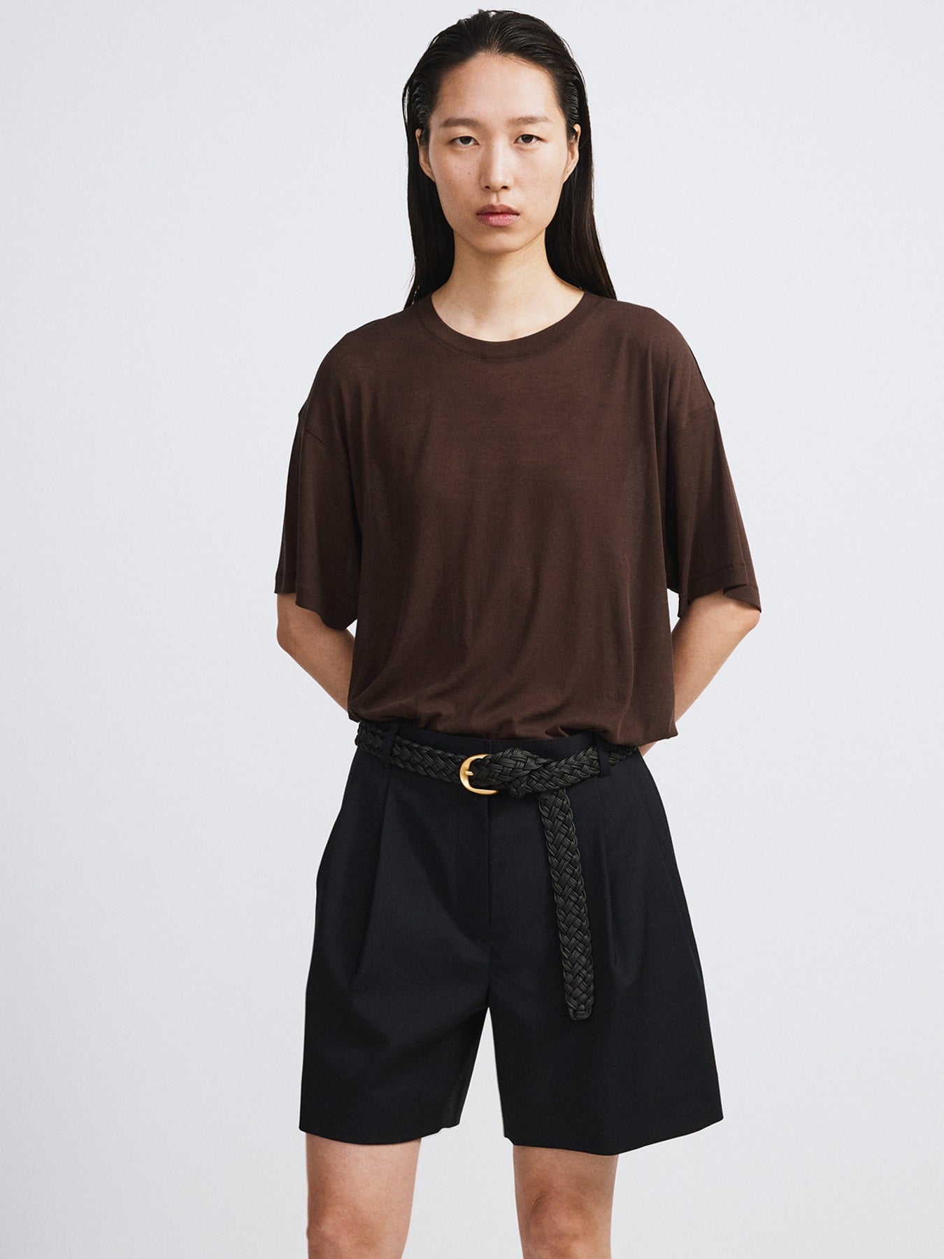 Recto - Loose Fit Sheer T-Shirt (Marron) product image 1 | TRAB K-Fashion Australia
