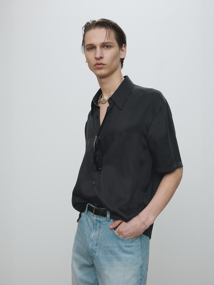 Tonywack - Fluid Cupro Shirt (Japanese Fabric) (Carbon) product image 6 | TRAB K-Fashion Australia