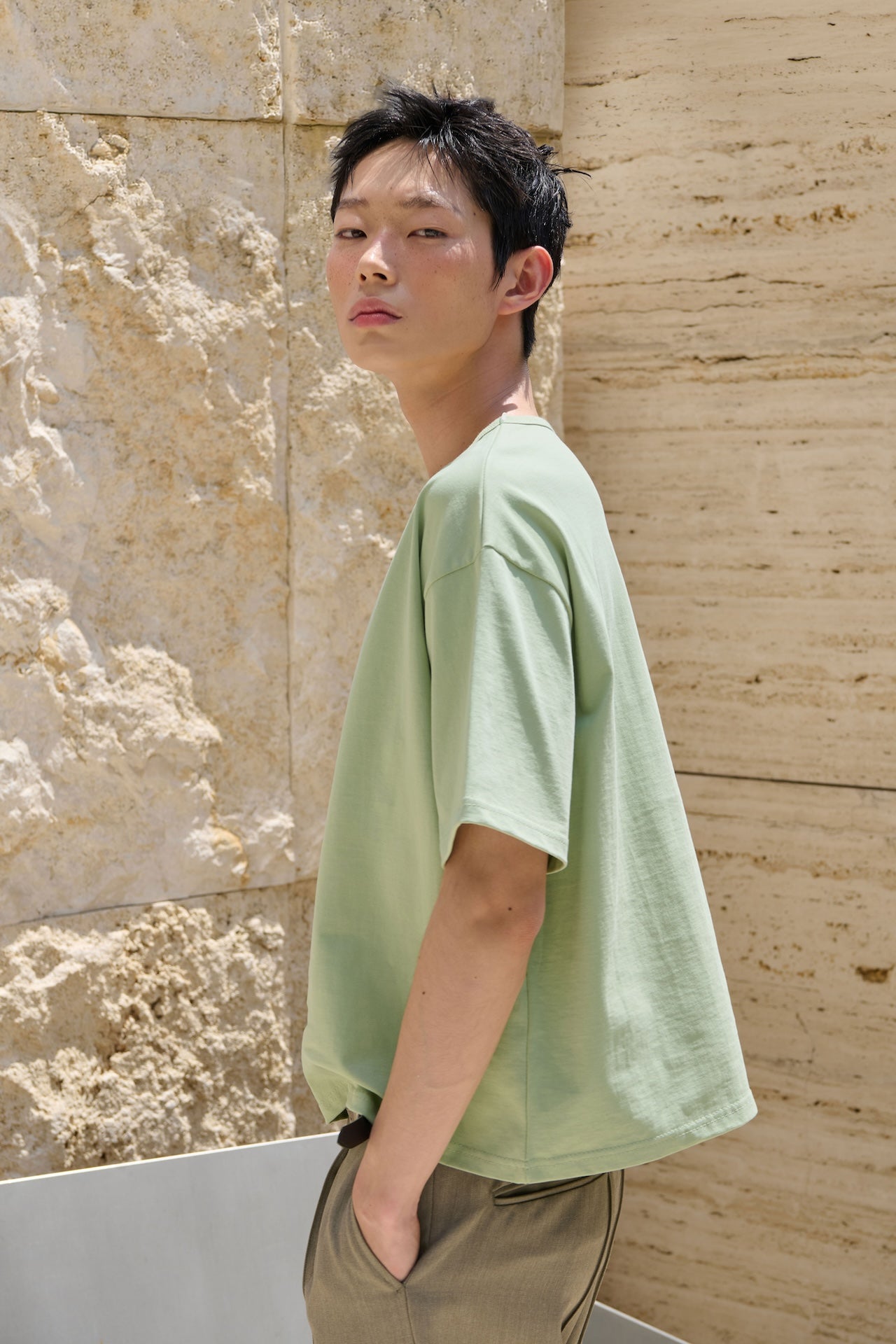 STU - Overlap Crop T-shirt (Green) product image 5 | TRAB K-Fashion Australia